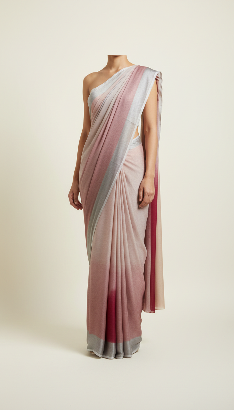 Soft platinum minimalist chiffon saree