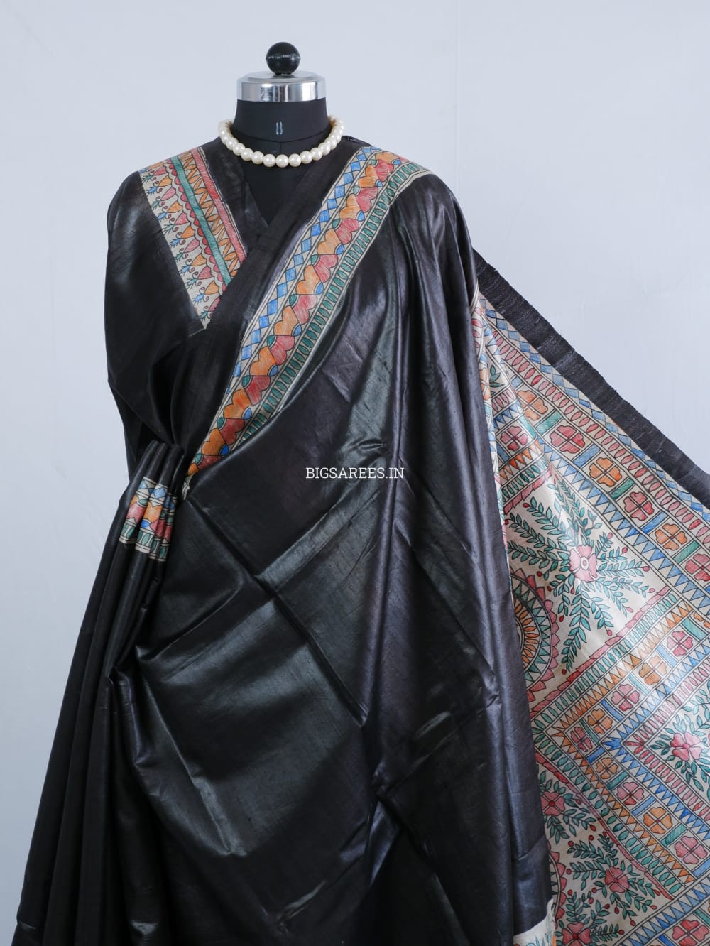 Pure Desi Tussar Silk Handcrafted Madhubani Saree (Silk Marked)