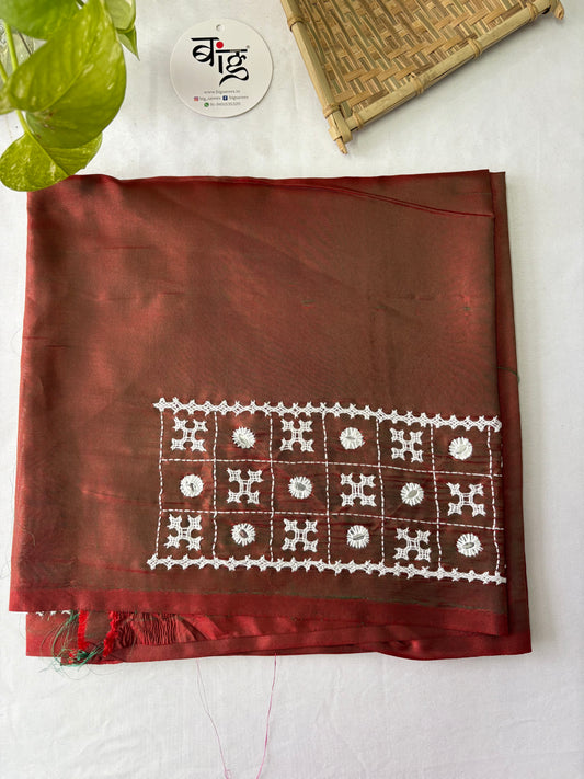 Gujrati work blouse pieces in art silk 1 mtr