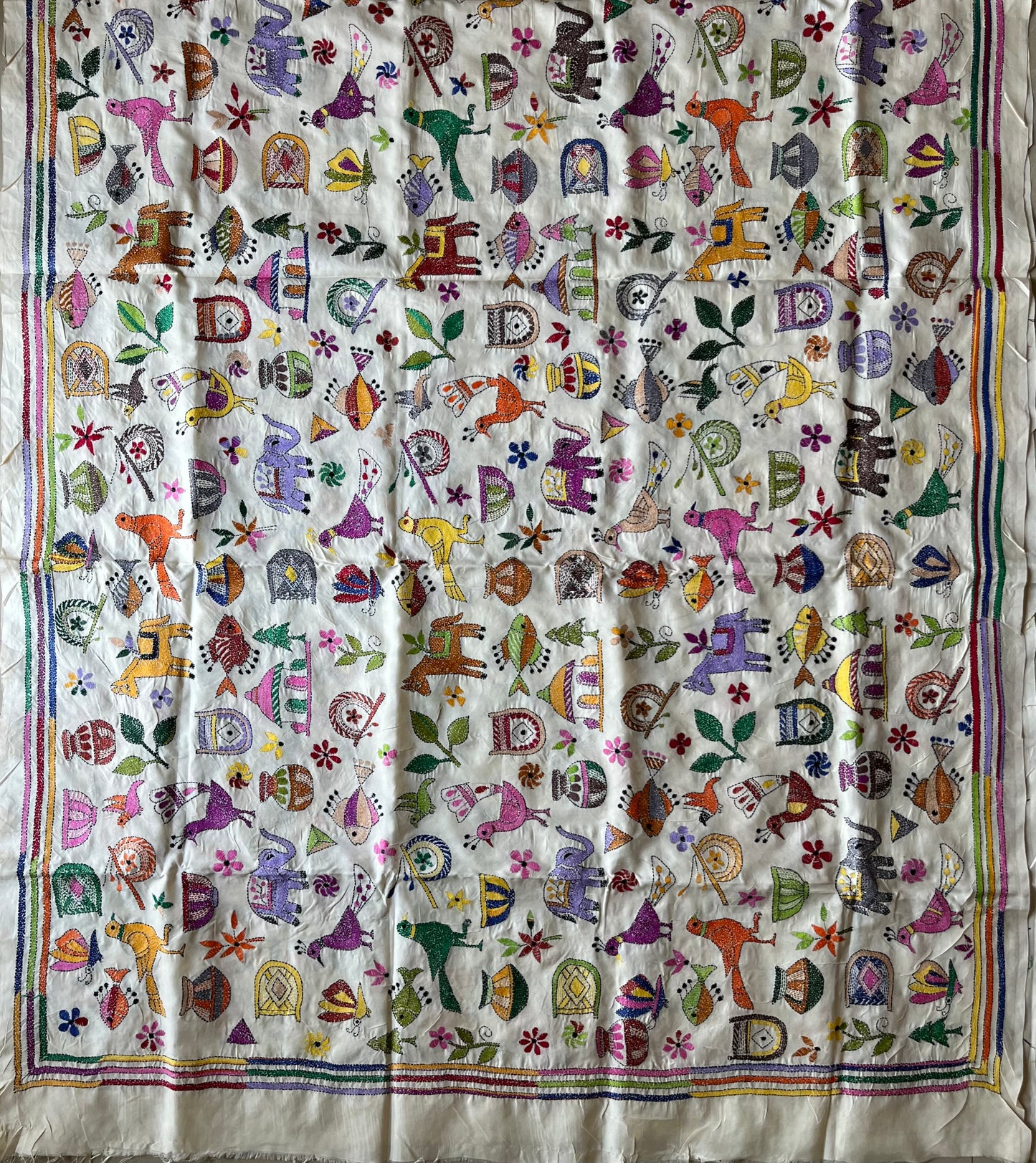 Kantha Hand Embroidary Full Work Semi Tusshar Silk Dupatta 44″