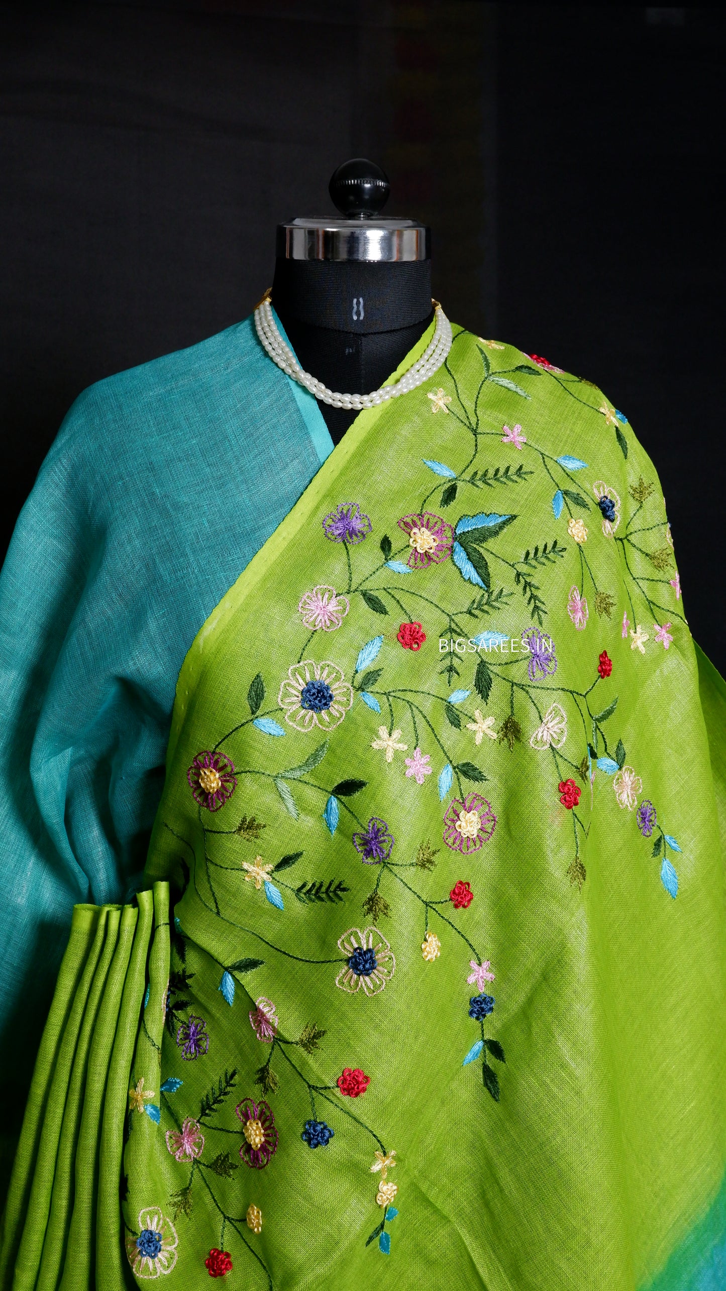 Pure Linen Saree With running Blouse