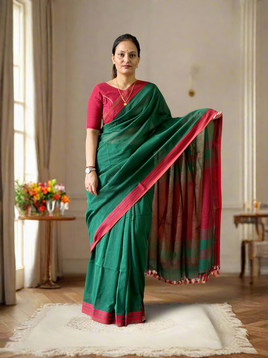 Pure Cotton handwoven Saree (Handloom Marked)