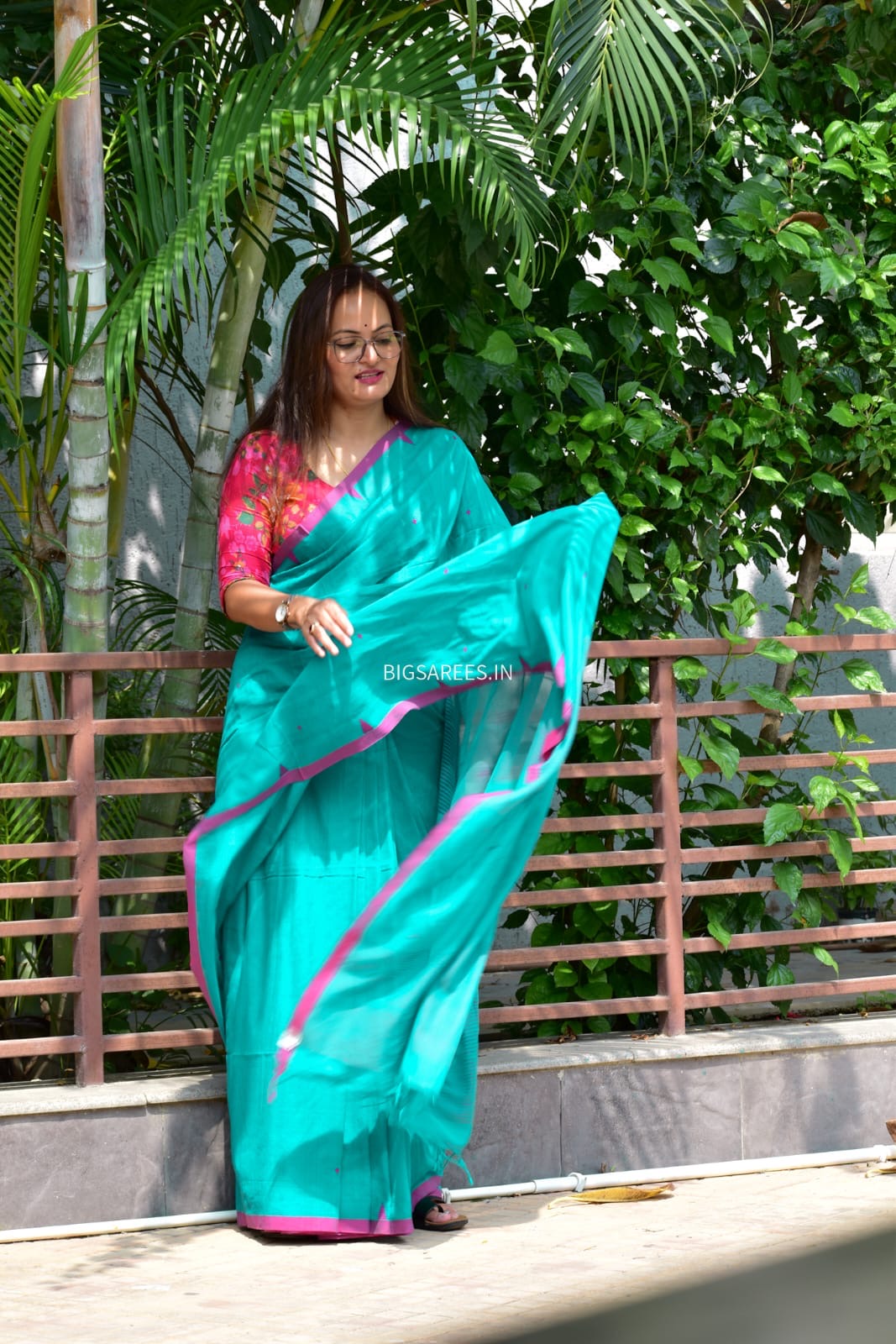 Hand woven Pure Cotton Saree (Handloom Marked) - Sea Green