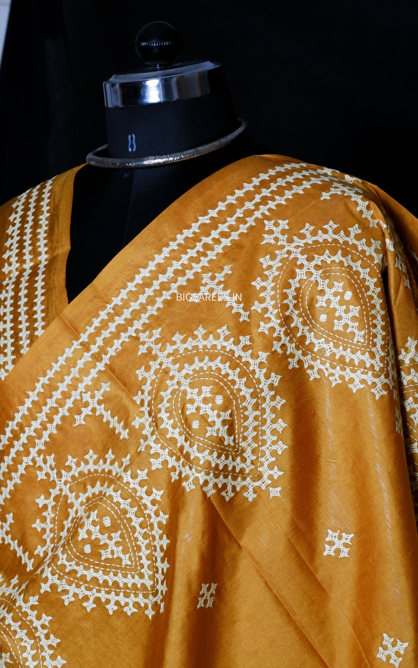 Kutch Hand Embroidered Pure Banglore Silk Saree