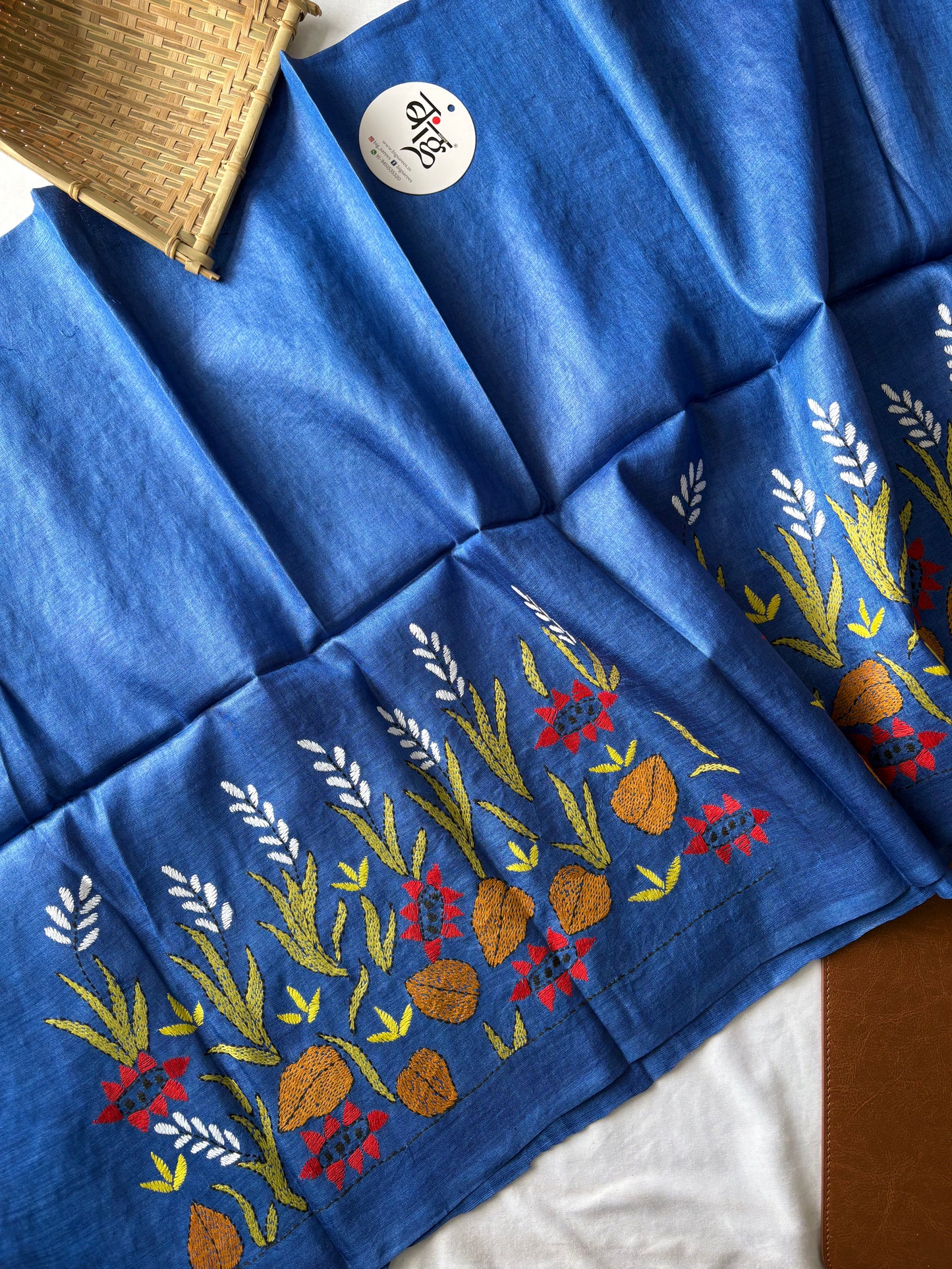 Kantha Stitch Pure Silk Blouse Piece