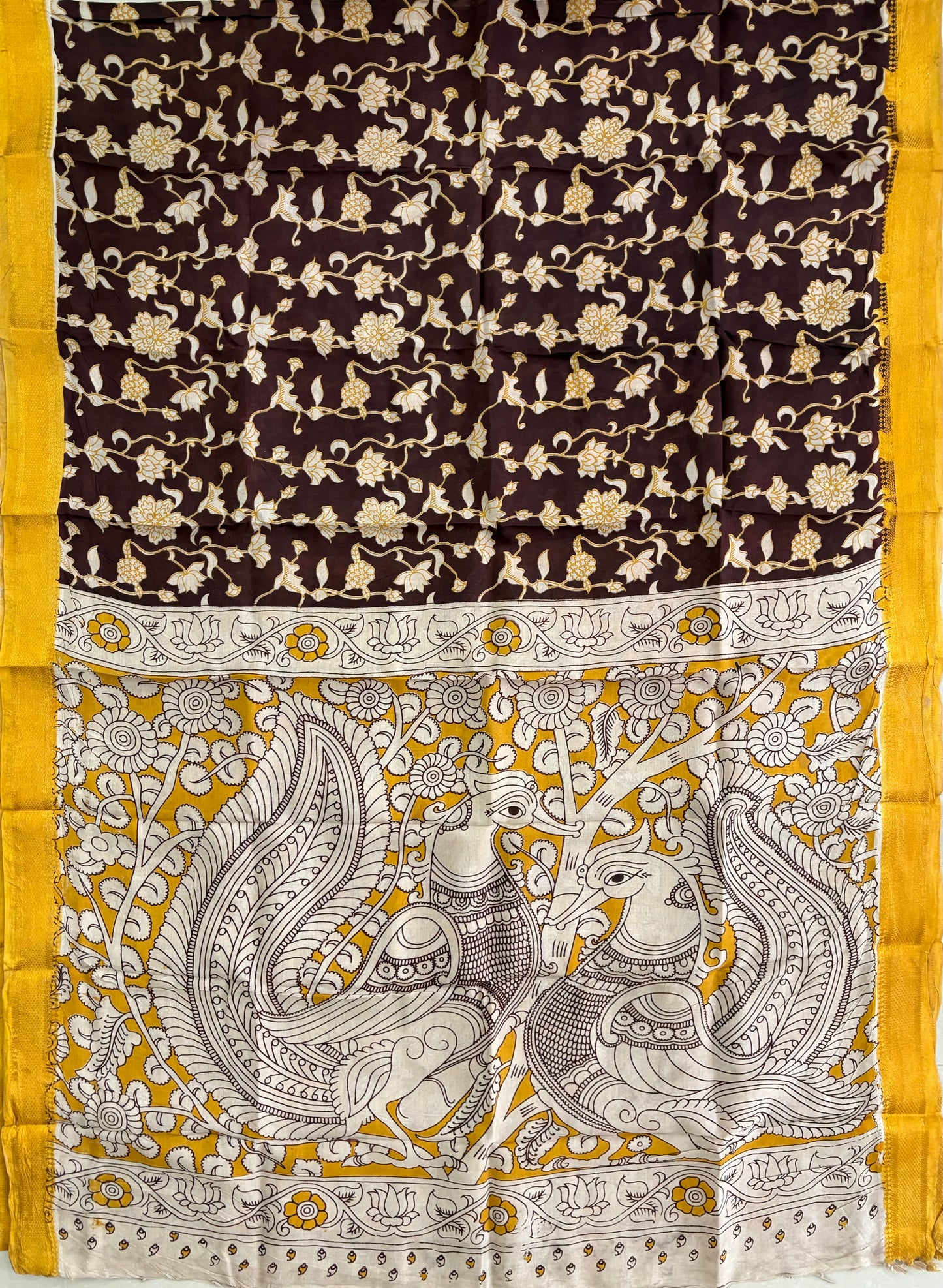 Printed Kalamkari Silk Saree with blouse