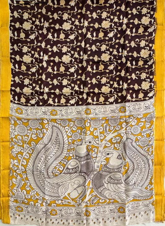 Printed Kalamkari Silk Saree with blouse