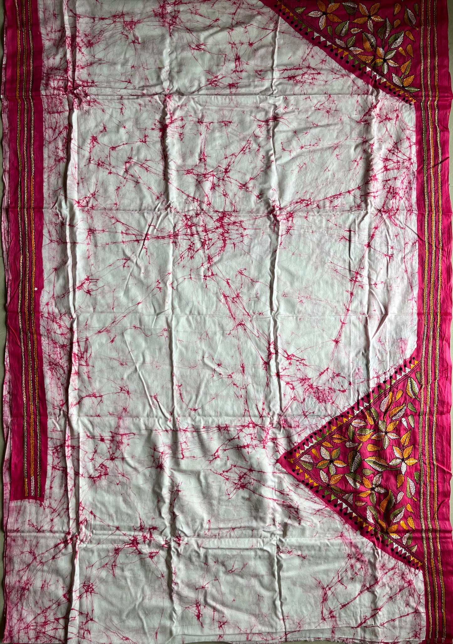 Kantha stitch Hand Batik Very Soft Cotton Traditional Saree