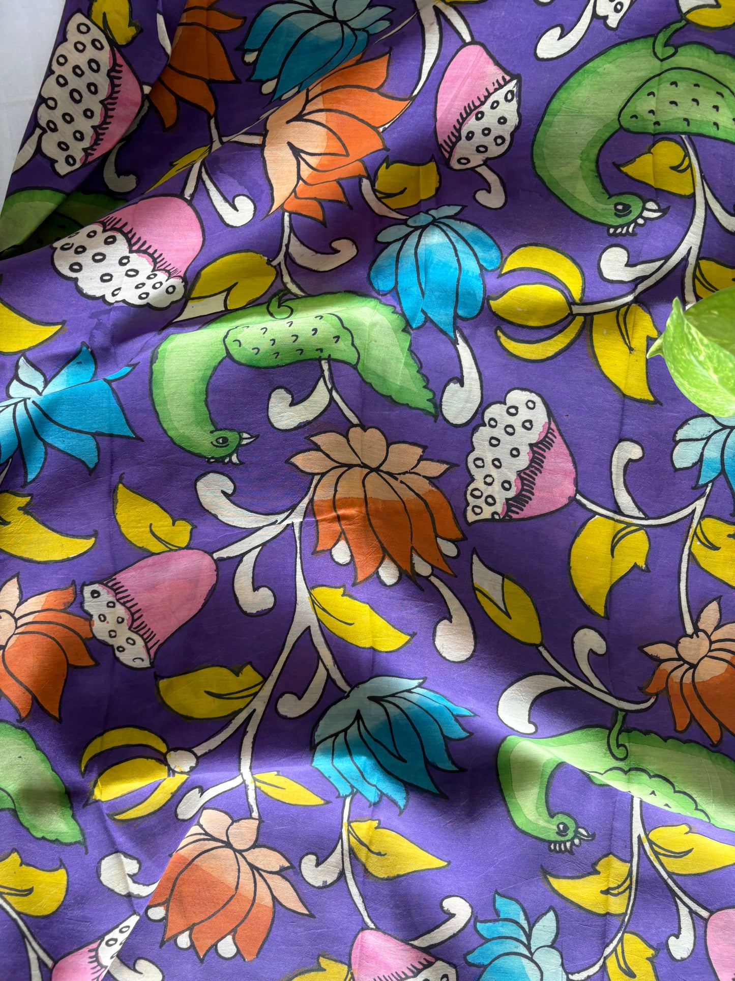 Pen Kalamkari hand painted Banglore silk fabric