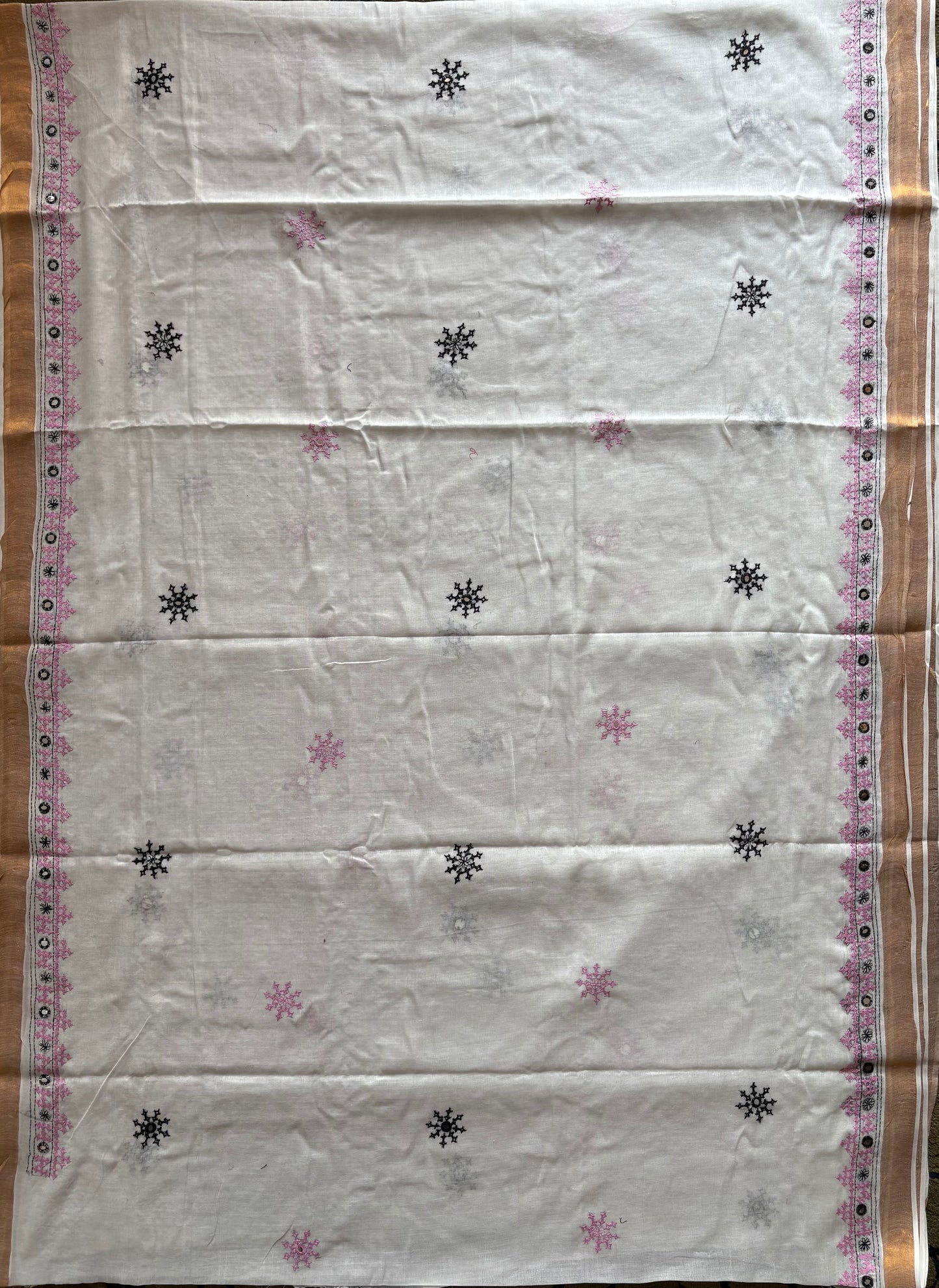 Gujrati Stitch/Kutch Hand Embroidered South Cotton Saree
