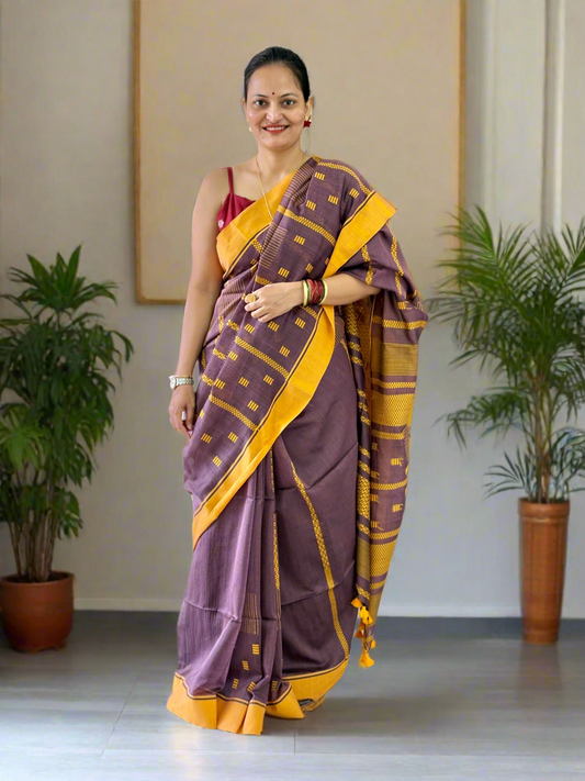 Mul Cotton handwoven Saree (Handloom Marked)