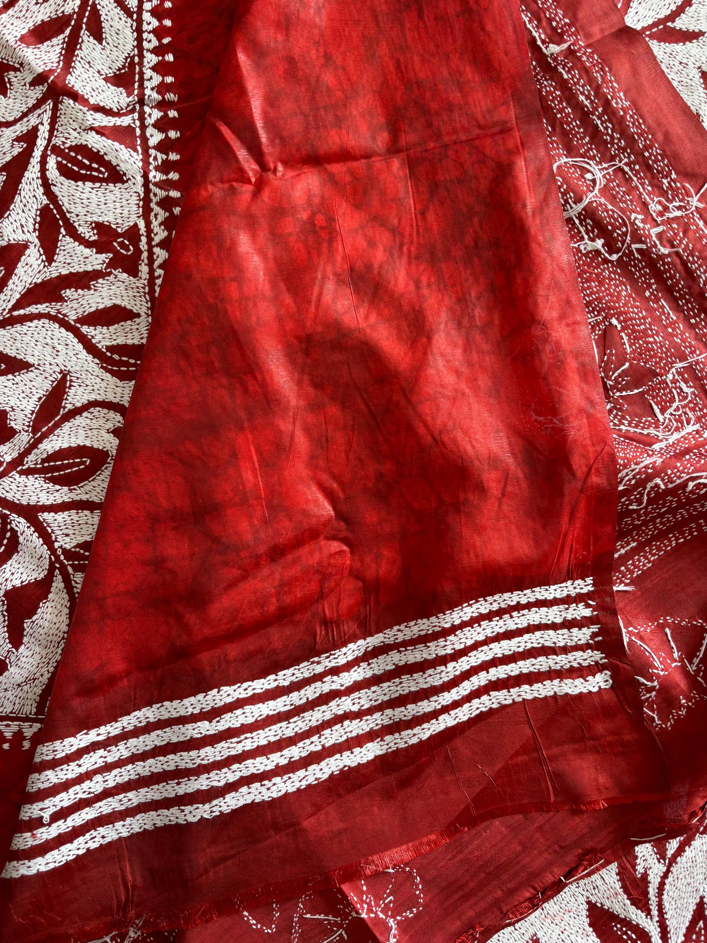 Kantha Stitch Hand Work Art Silk Saree With Blouse