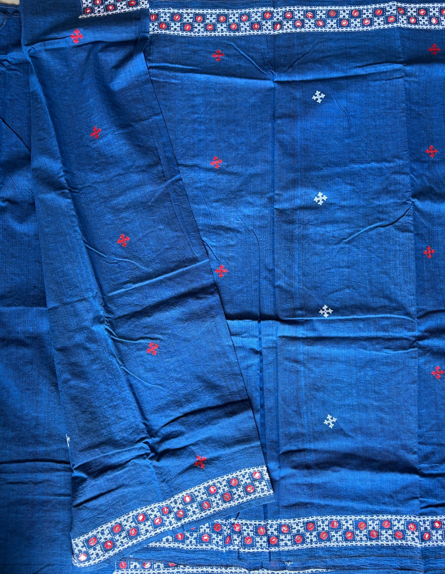 Gujrati Stitch/Kutch Hand Embroidered pure Cotton Saree