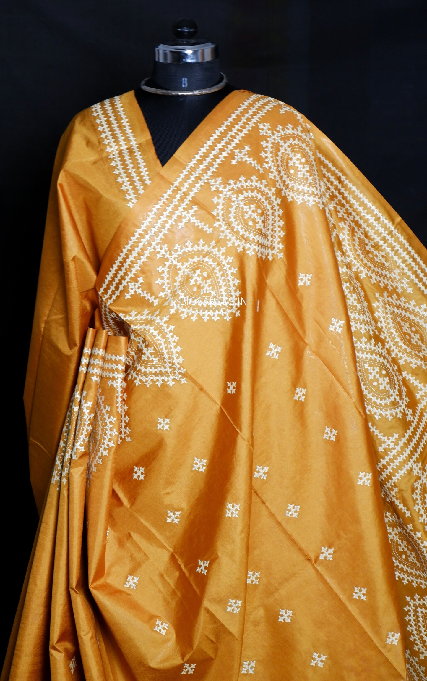 Kutch Hand Embroidered Pure Banglore Silk Saree