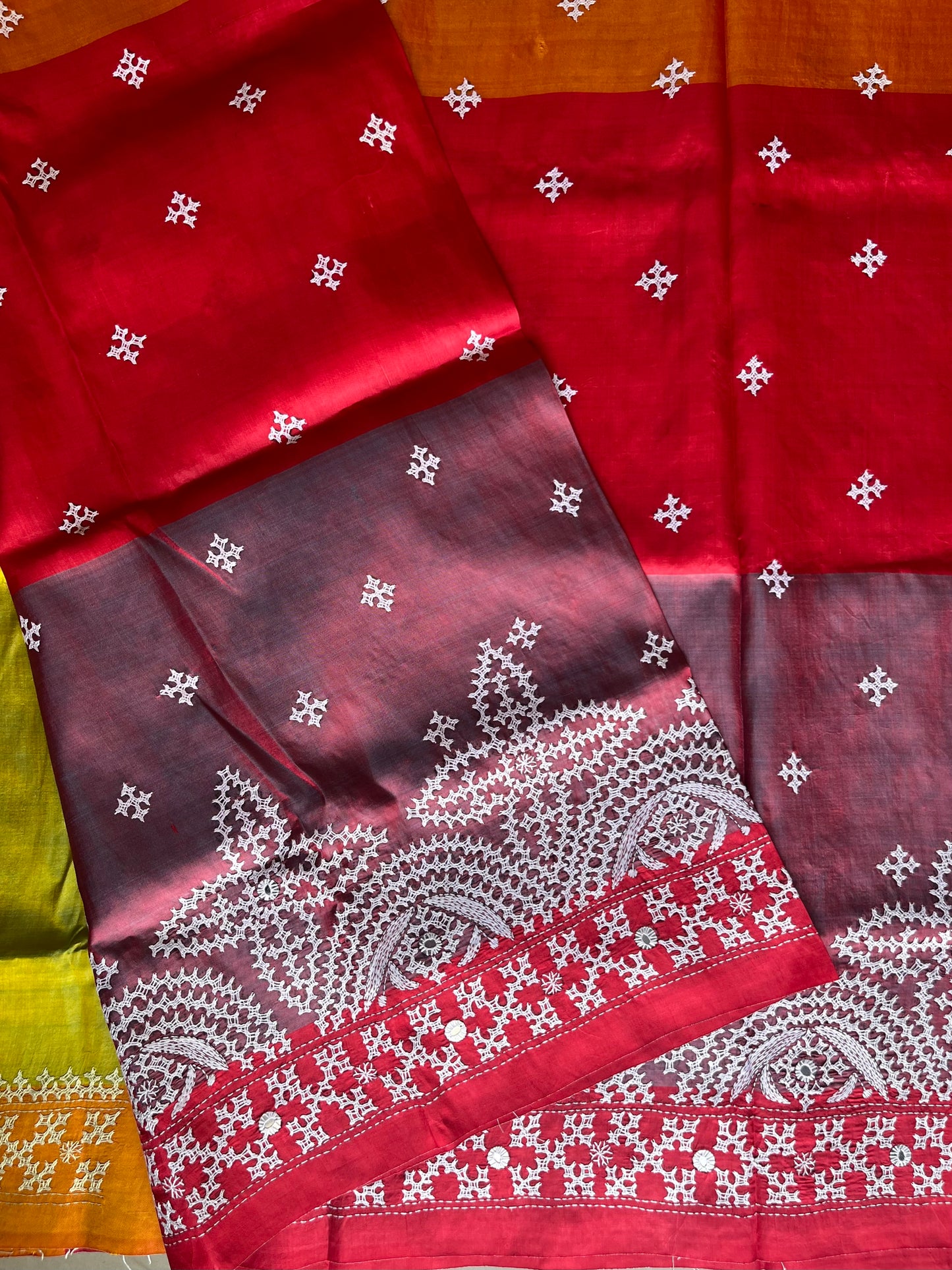 Kutch Hand Embroidered Pure Banglore Silk Saree