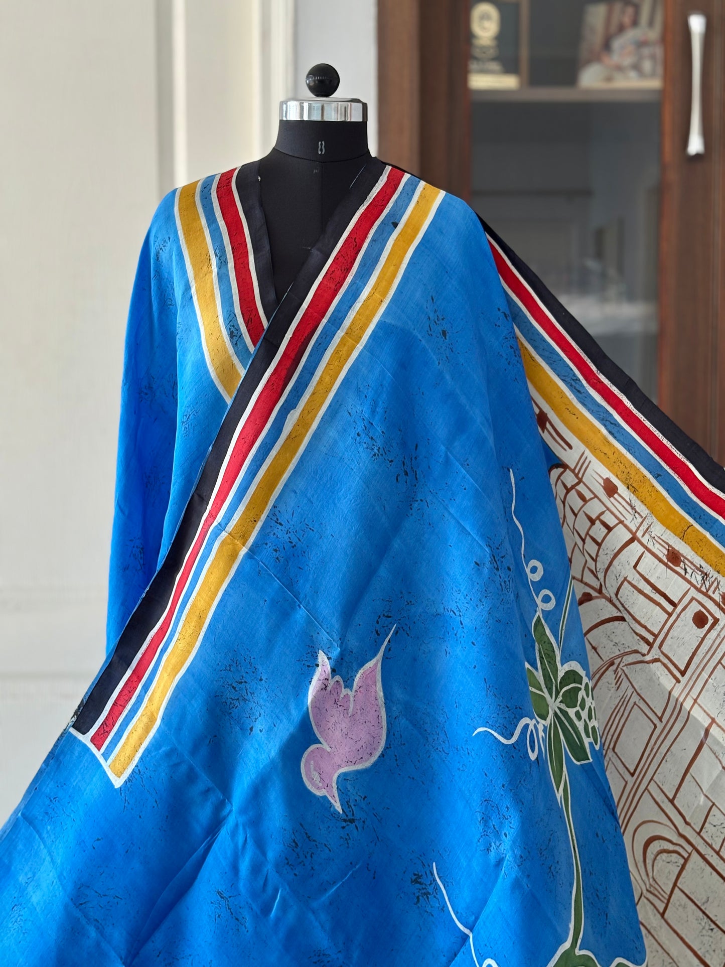Exclusive Hand painted Pure Bishnupuri Silk Saree (Silk Marked)