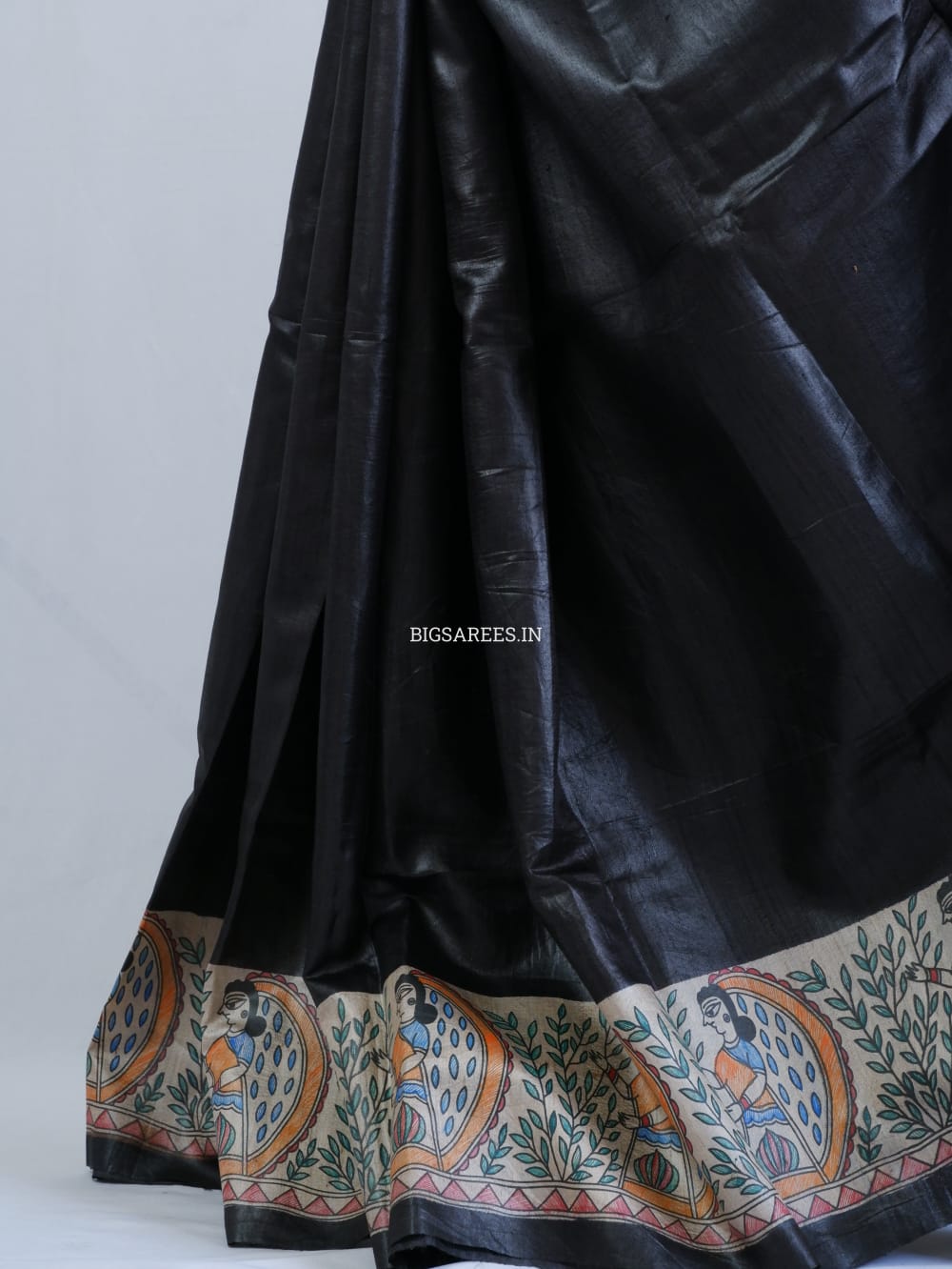 Pure Desi Tussar Silk Handcrafted Madhubani Saree (Silk Marked)