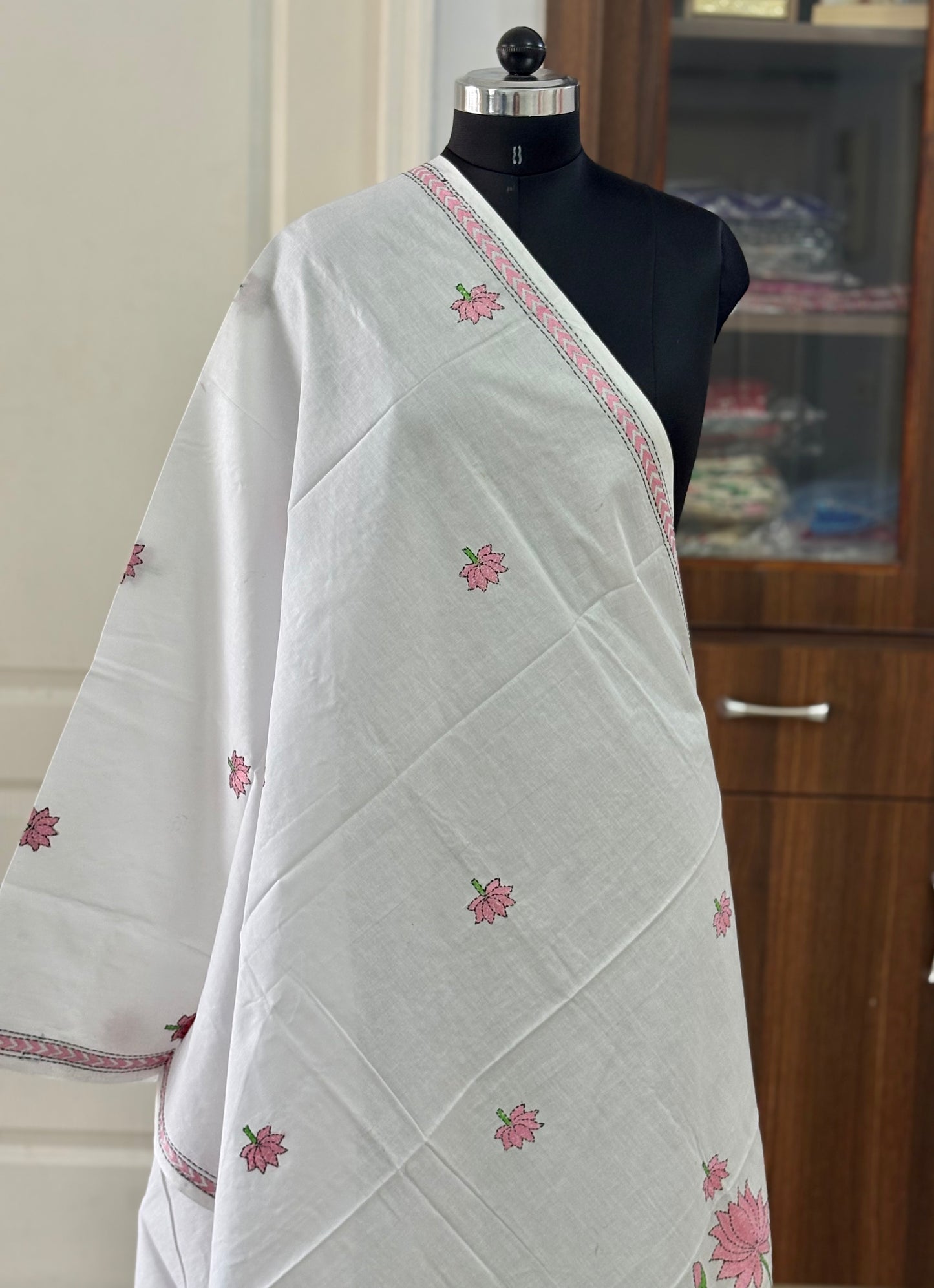 Kantha Hand Embroidary Full Work Pure Cotton Dupatta-“36”