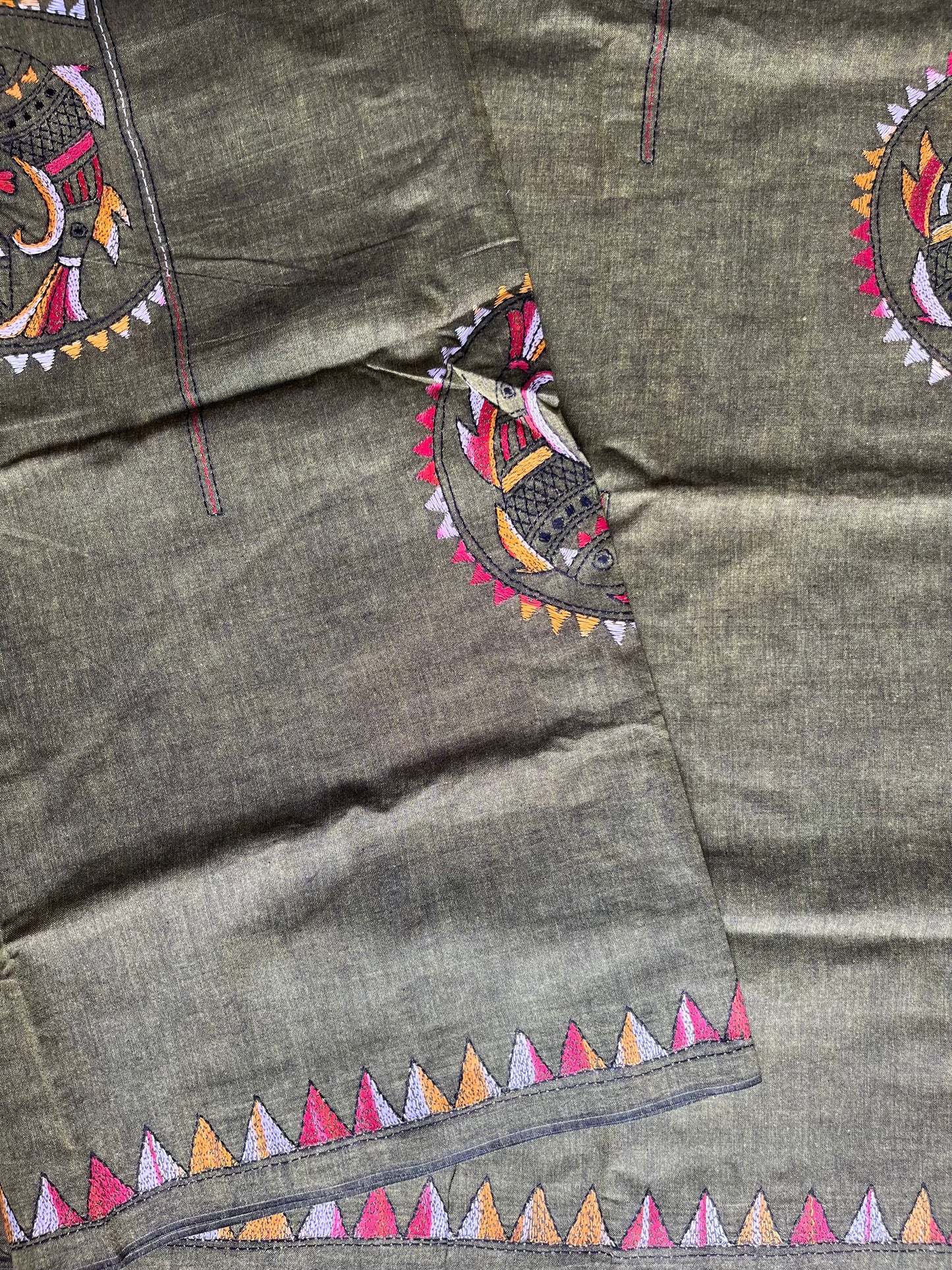 Kantha Hand Embroidered Pure Cotton Saree