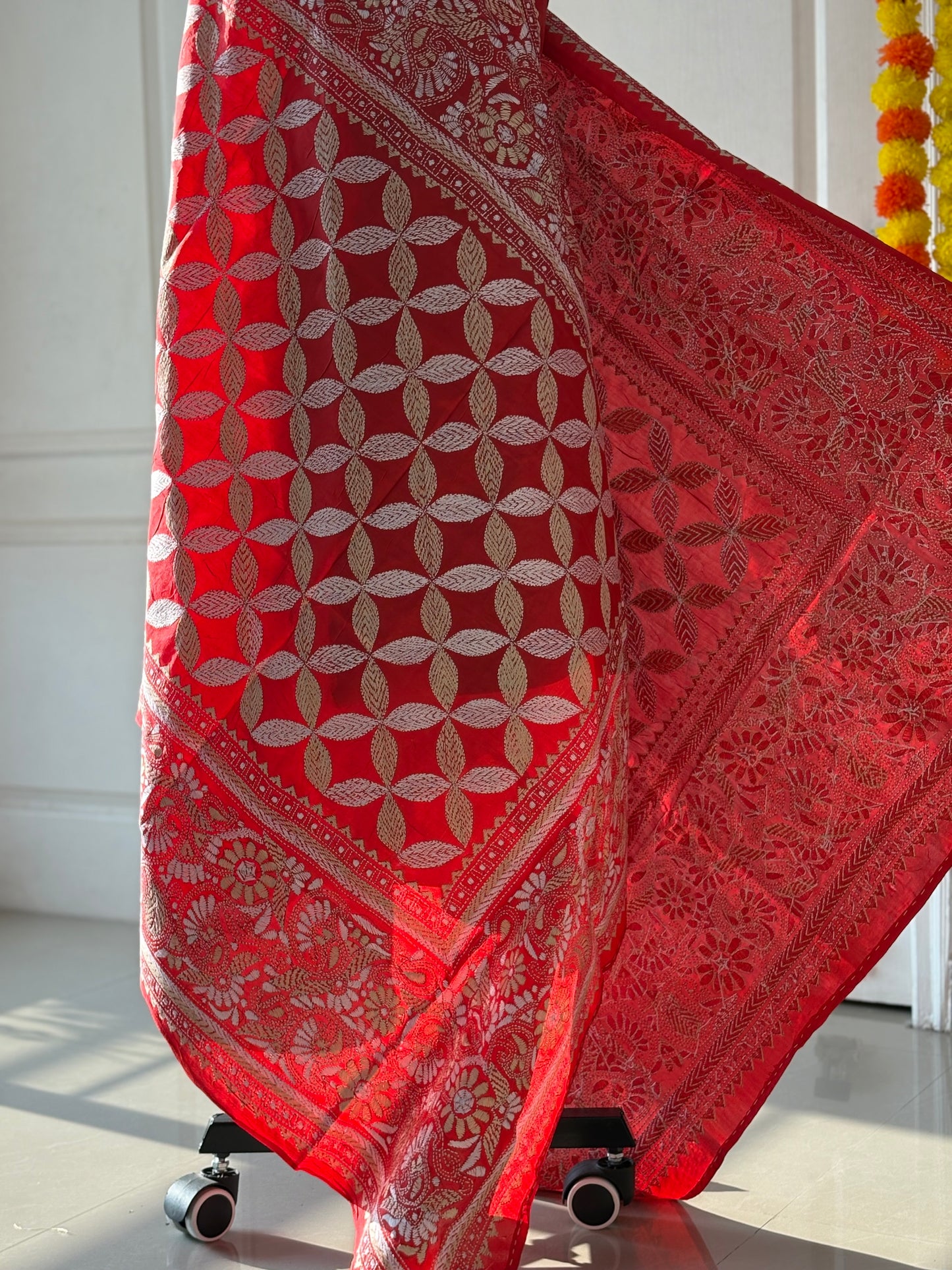 Kantha Stitch Hand Embroidary Full Work Pure Banglore Silk Dupatta