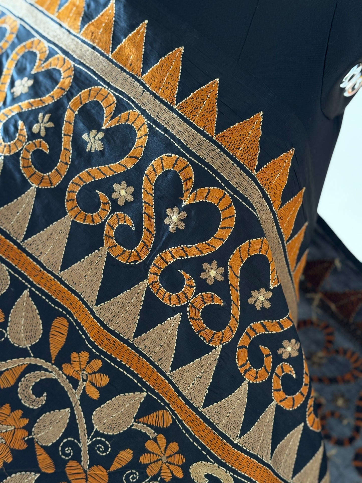 Kantha Hand Embroidary Full Work Pure Banglore Silk Dupatta. (With Silk Mark)