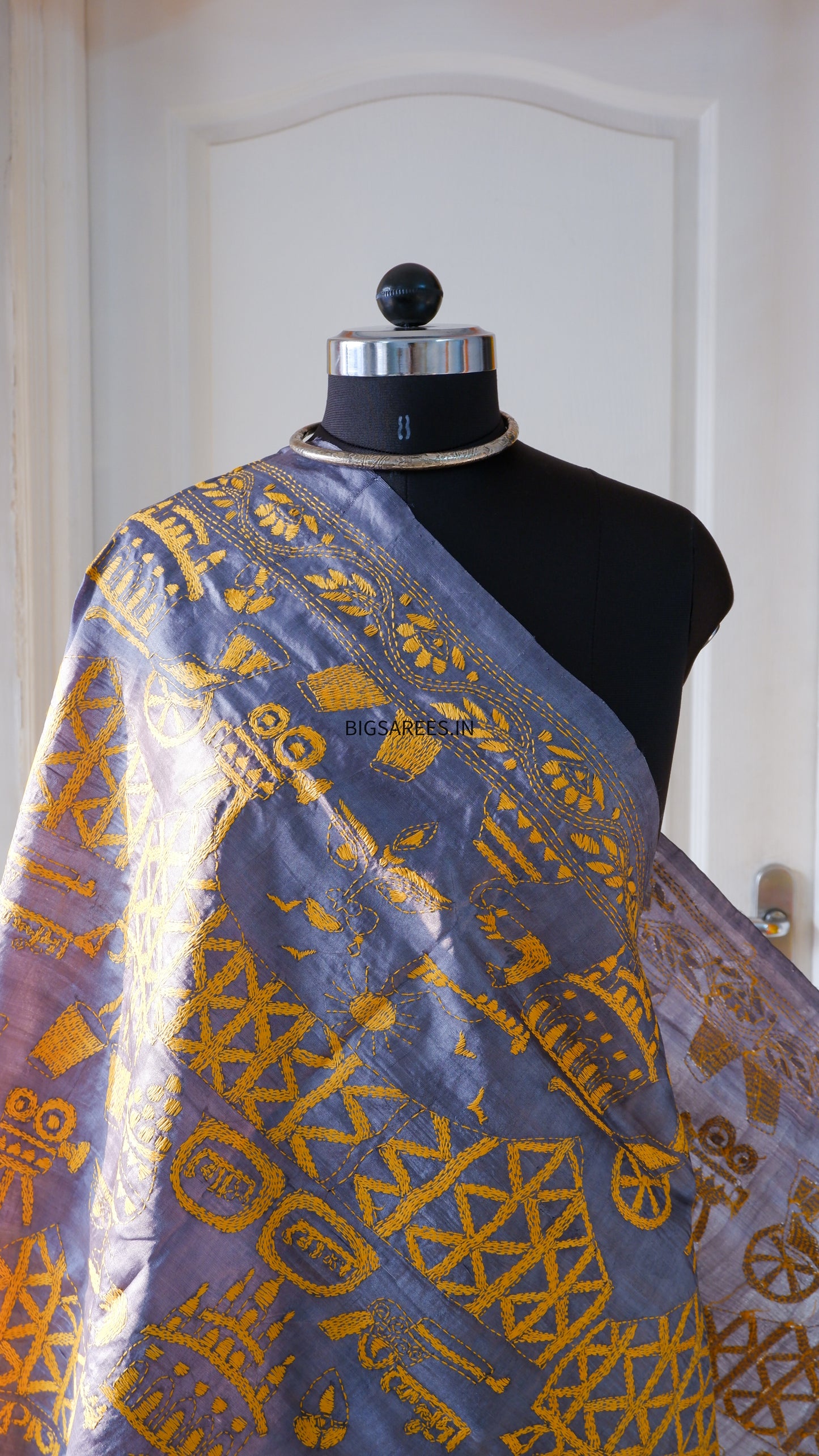 Kantha Hand Embroidary Full Work Pure Tassar Silk Dupatta36”