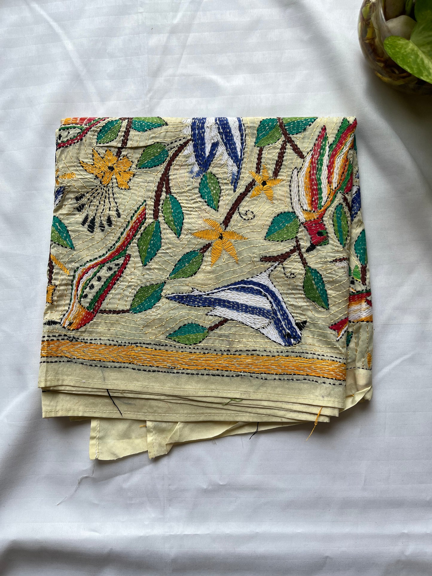 Kantha Hand Embroidary Semi Tusshar Silk Stole 22″