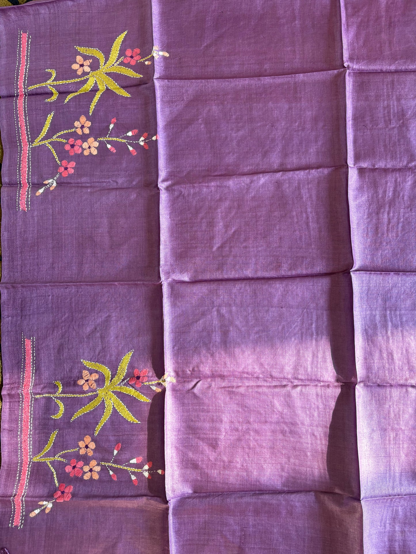 Kantha Stitch Pure Silk Blouse Piece