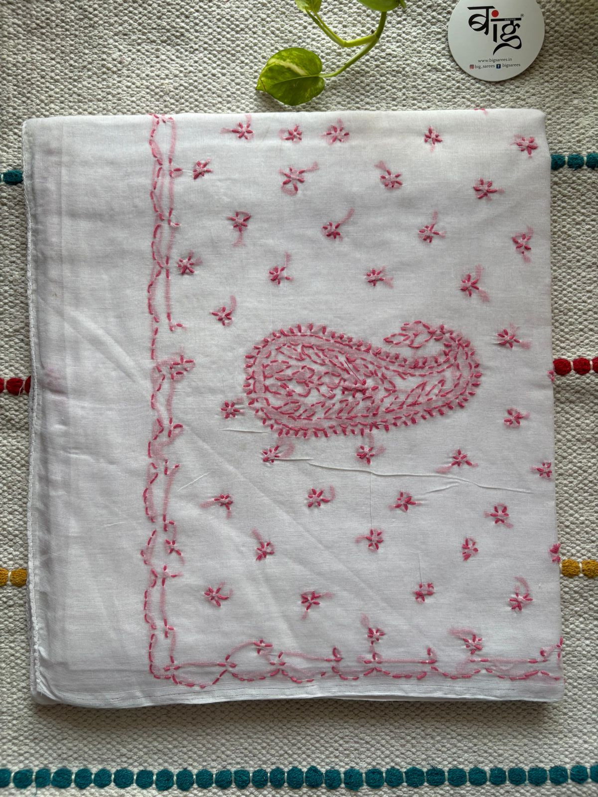 Chikankari Hand-Embroidered Saree | Cotton | White