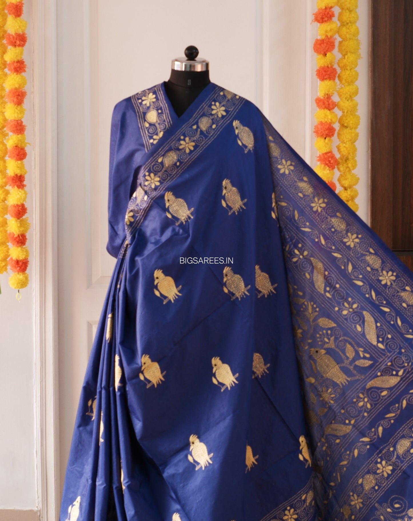 Kantha Stitch Hand Work Embroidered Art Silk Saree With Blouse