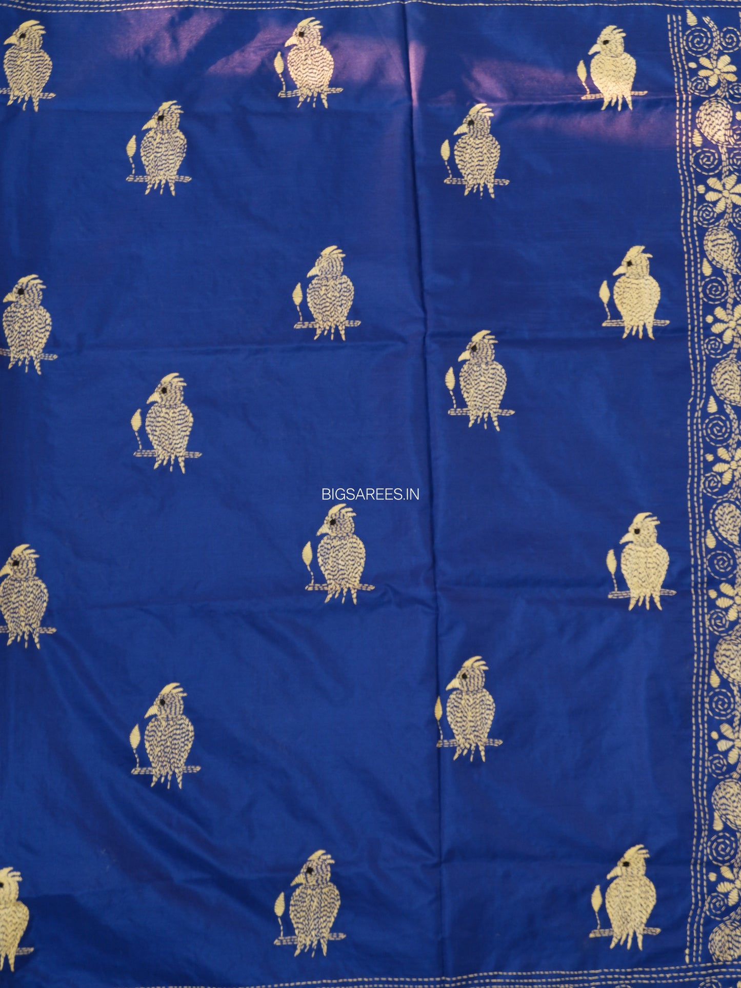 Kantha Stitch Hand Work Embroidered Art Silk Saree With Blouse