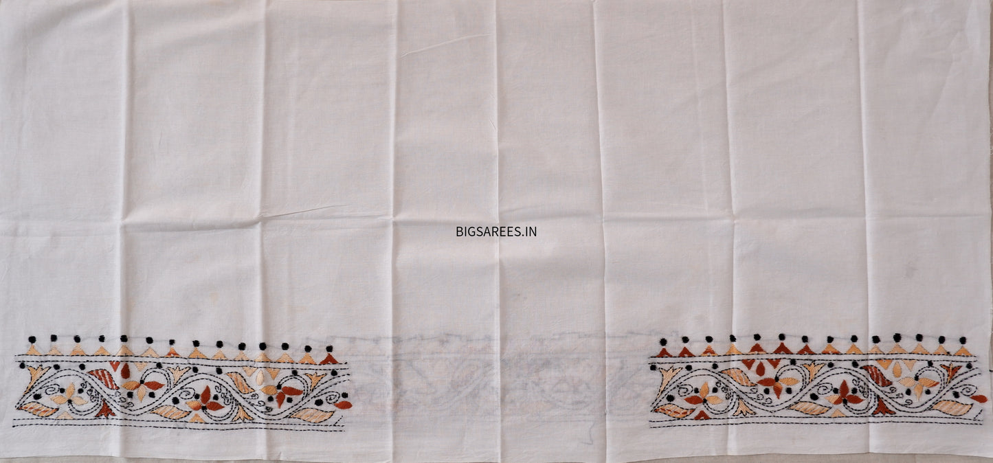 Kantha Hand Embroidered Pure Cotton Saree