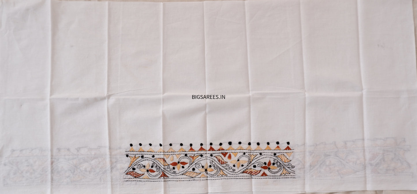 Kantha Hand Embroidered Pure Cotton Saree