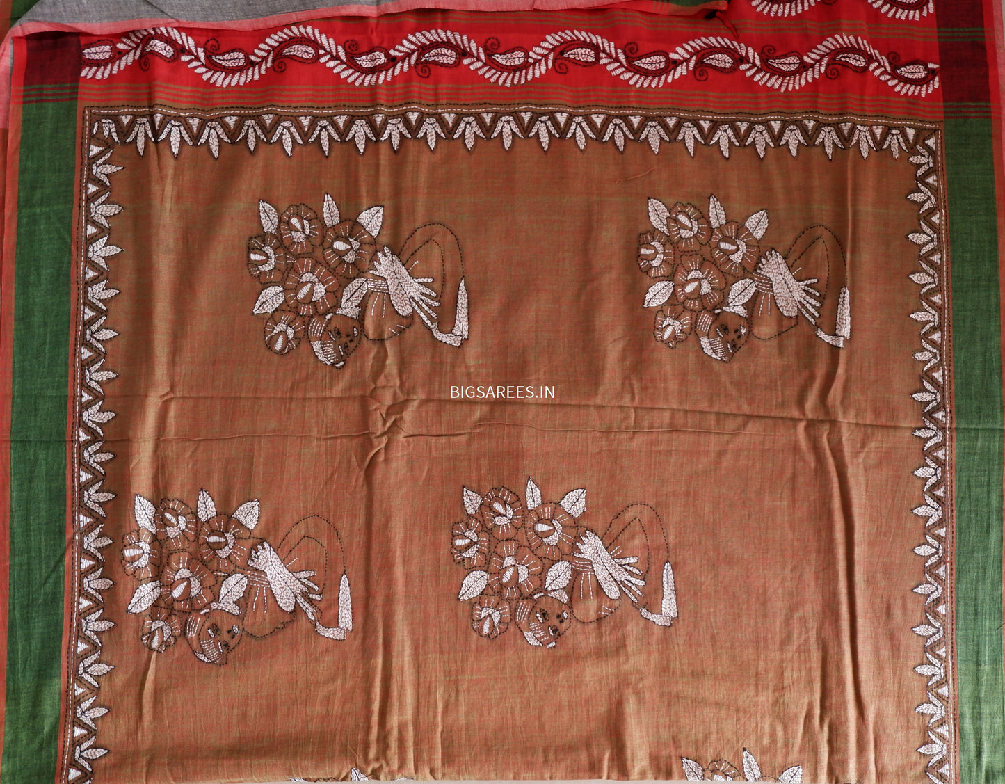 Kantha Hand Embroidered Pure Cotton Saree