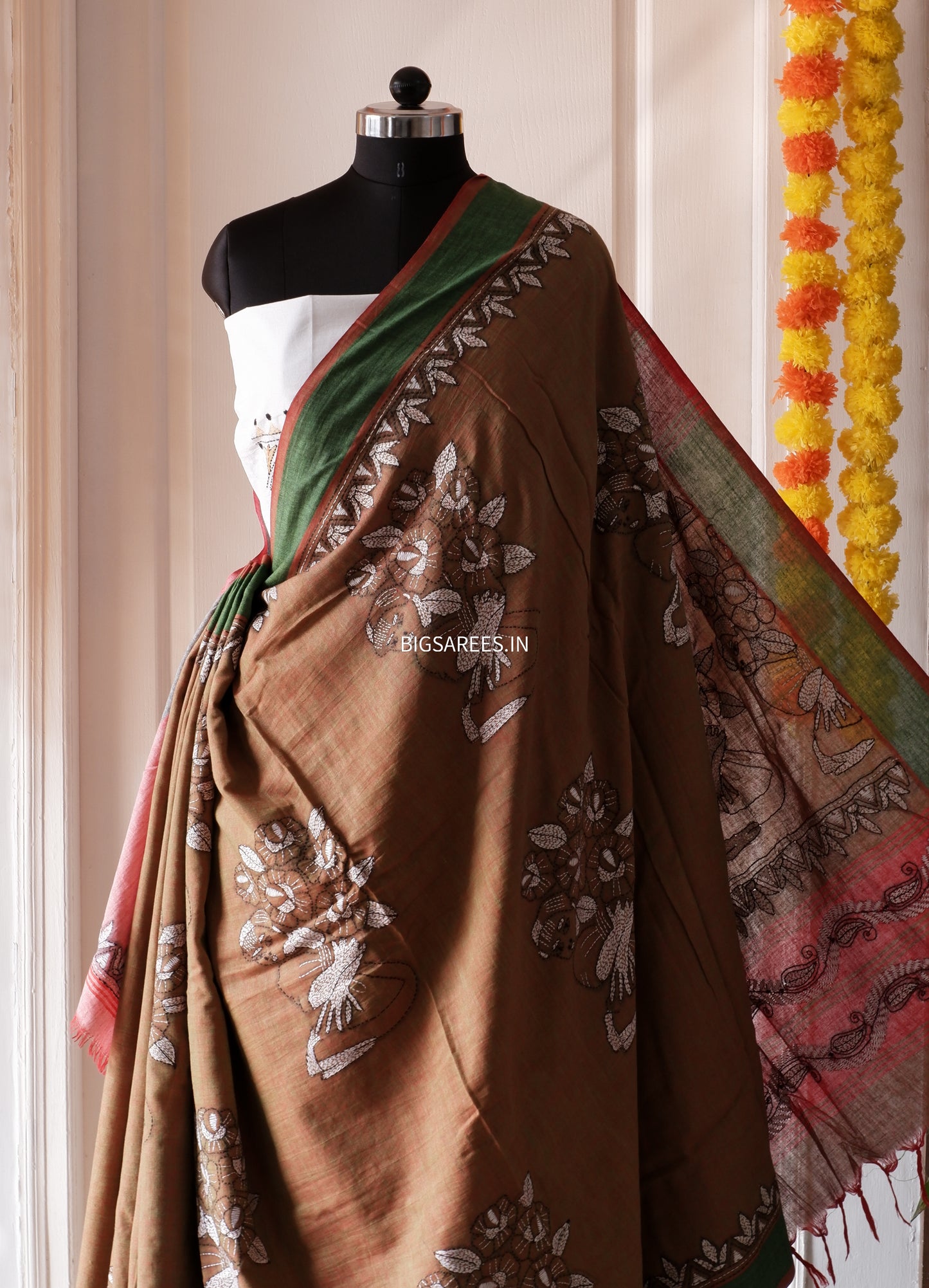 Kantha Hand Embroidered Pure Cotton Saree