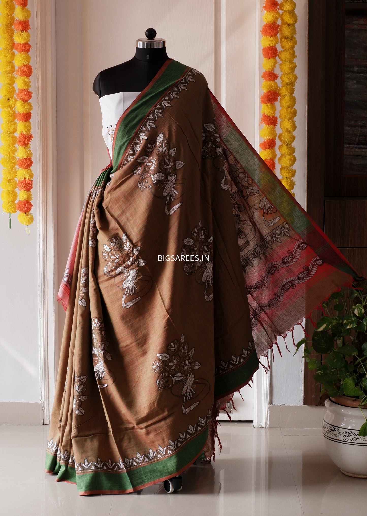 Kantha Hand Embroidered Pure Cotton Saree