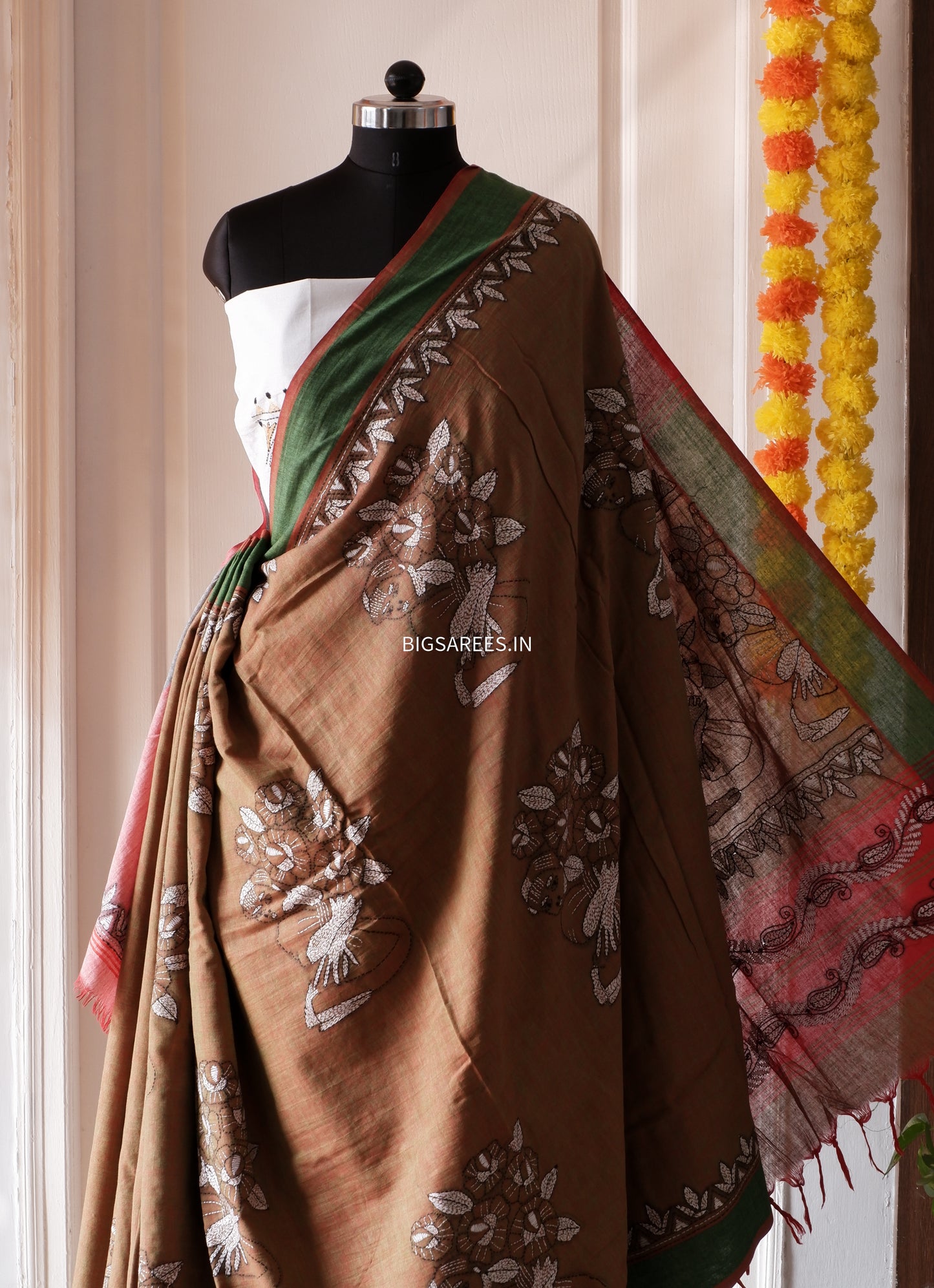 Kantha Hand Embroidered Pure Cotton Saree
