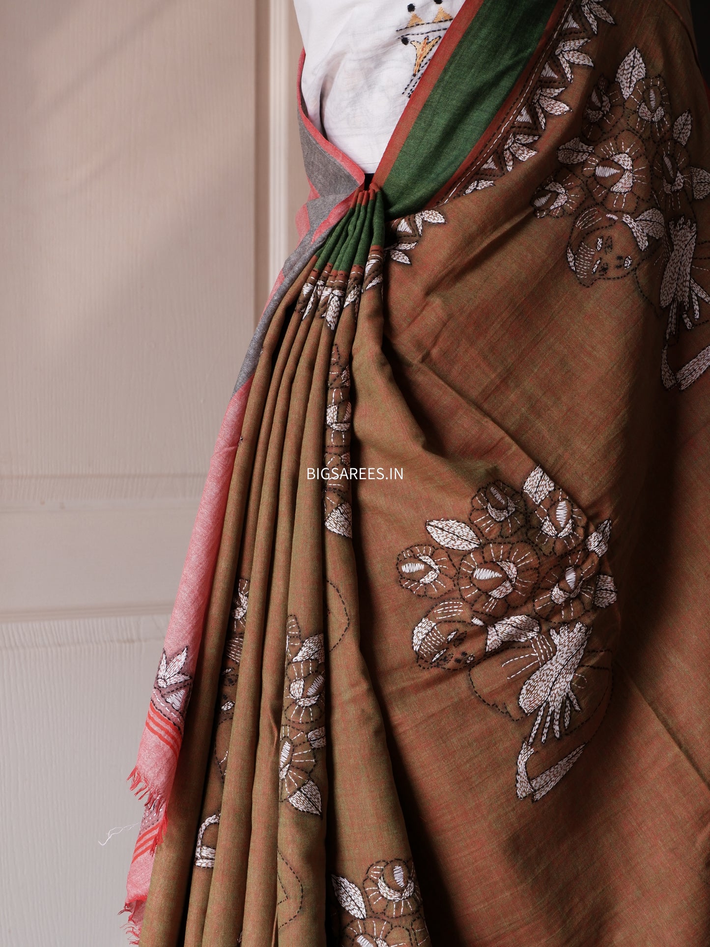 Kantha Hand Embroidered Pure Cotton Saree