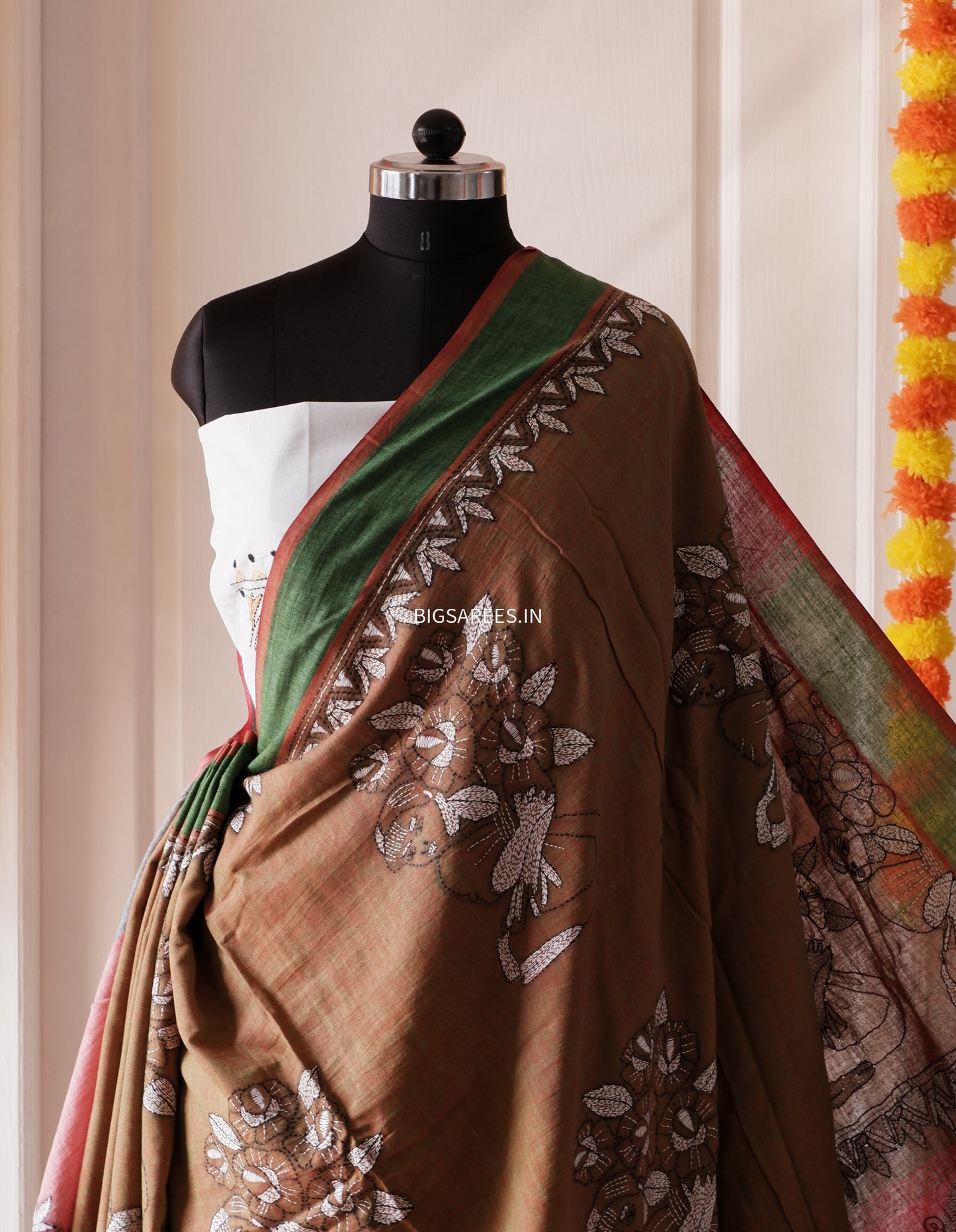 Kantha Hand Embroidered Pure Cotton Saree