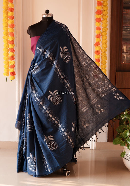 Kantha Hand Embroidered Pure Cotton Saree