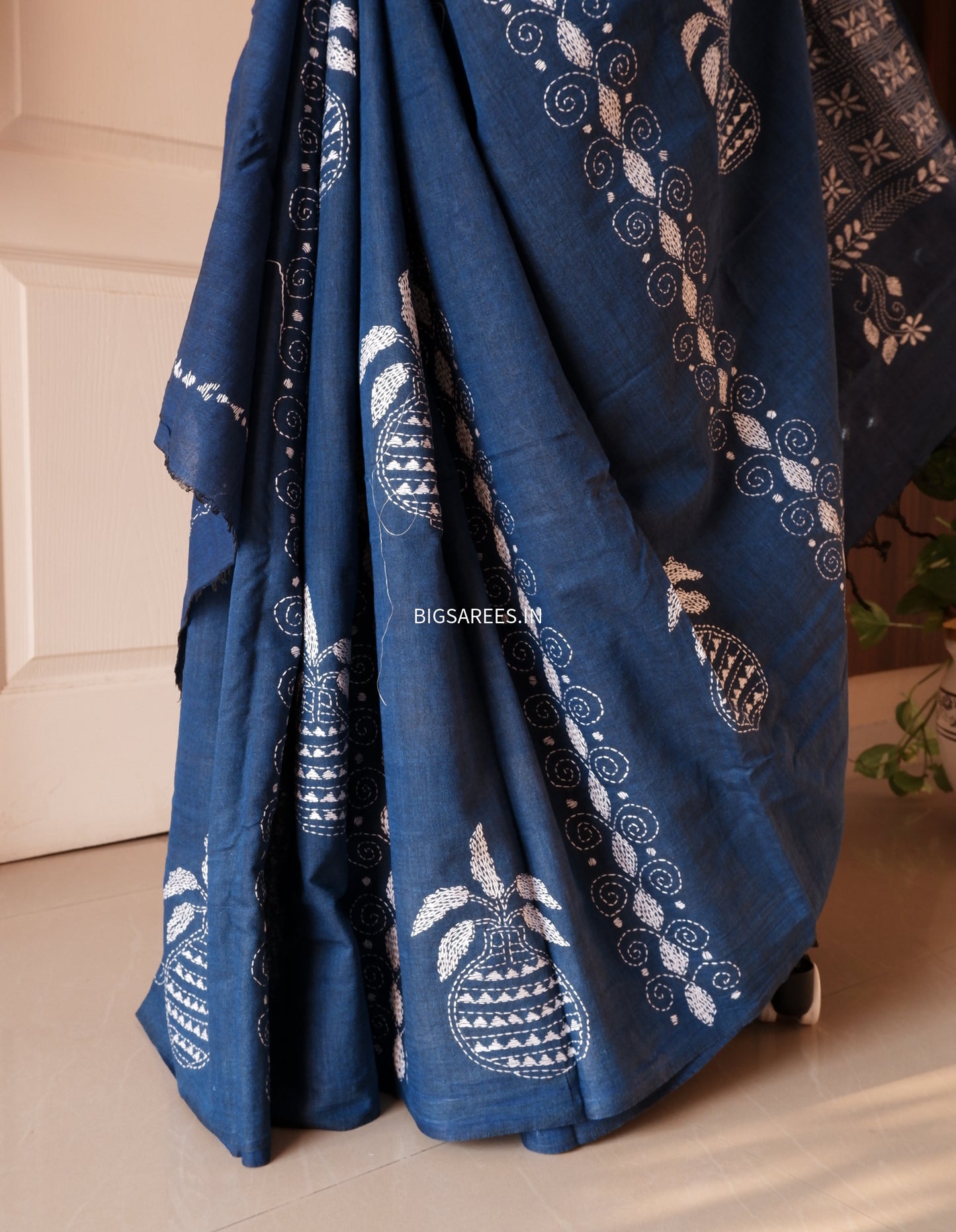 Kantha Hand Embroidered Pure Cotton Saree