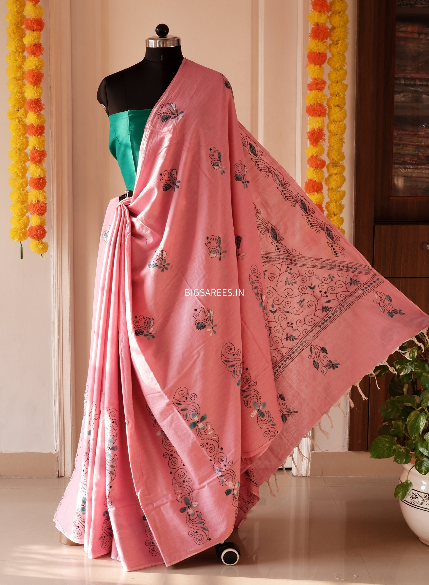 Kantha Hand Embroidered Pure Cotton Saree