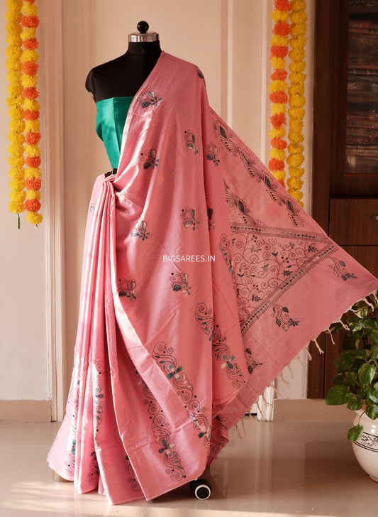 Kantha Hand Embroidered Pure Cotton Saree