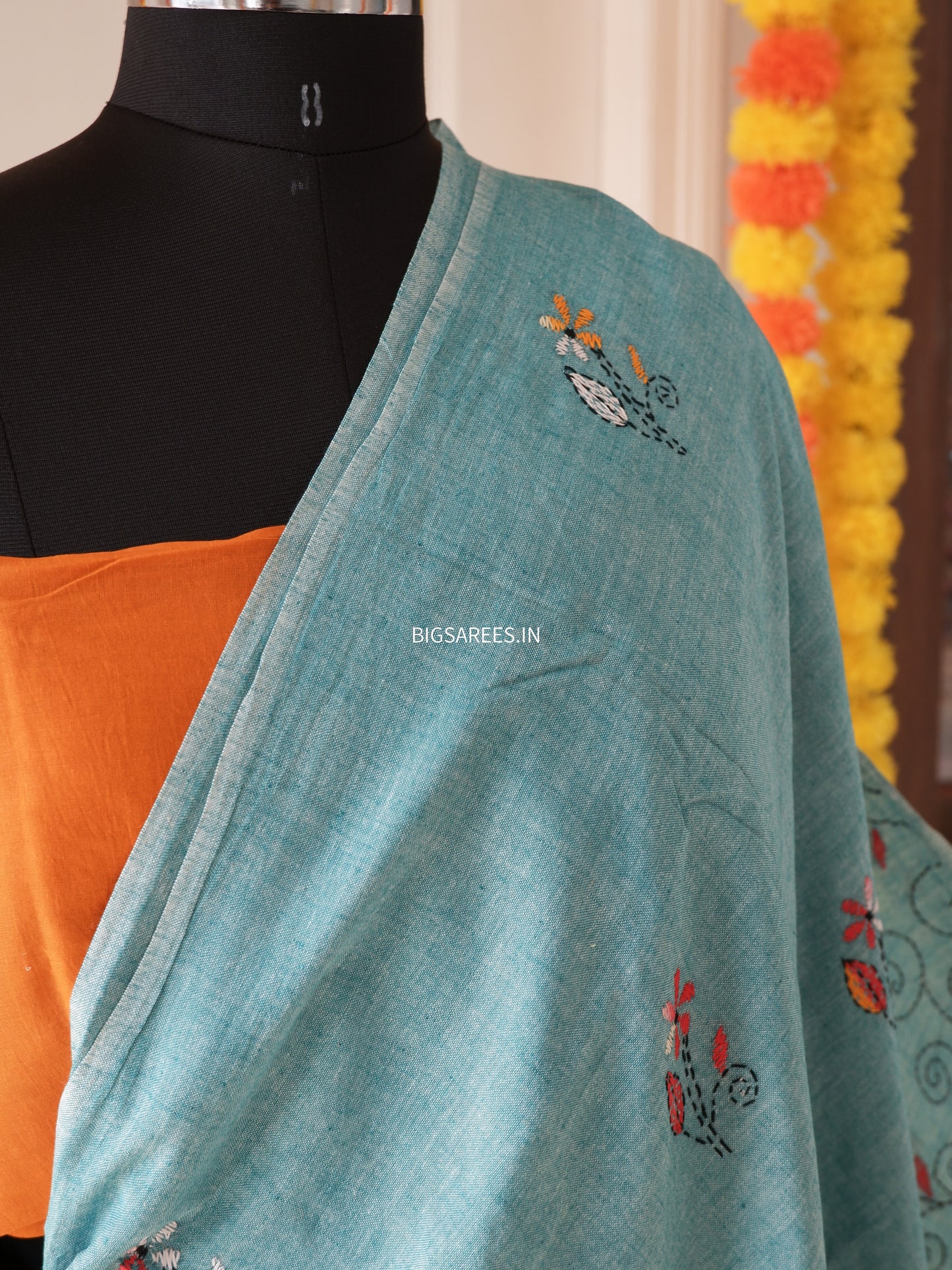 Kantha Hand Embroidered Pure Cotton Saree