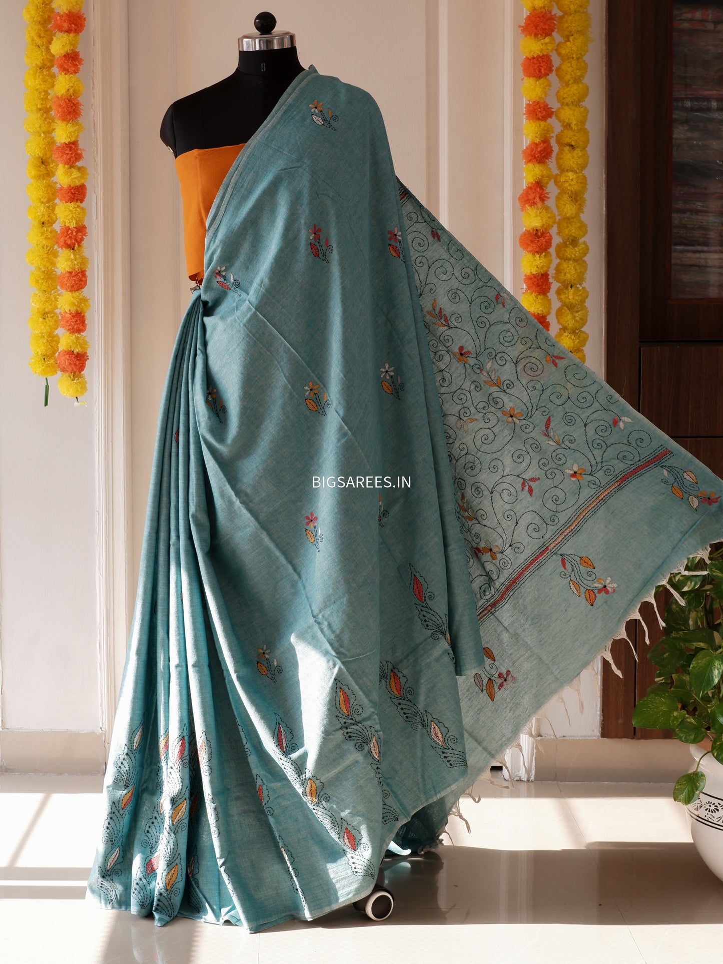 Kantha Hand Embroidered Pure Cotton Saree