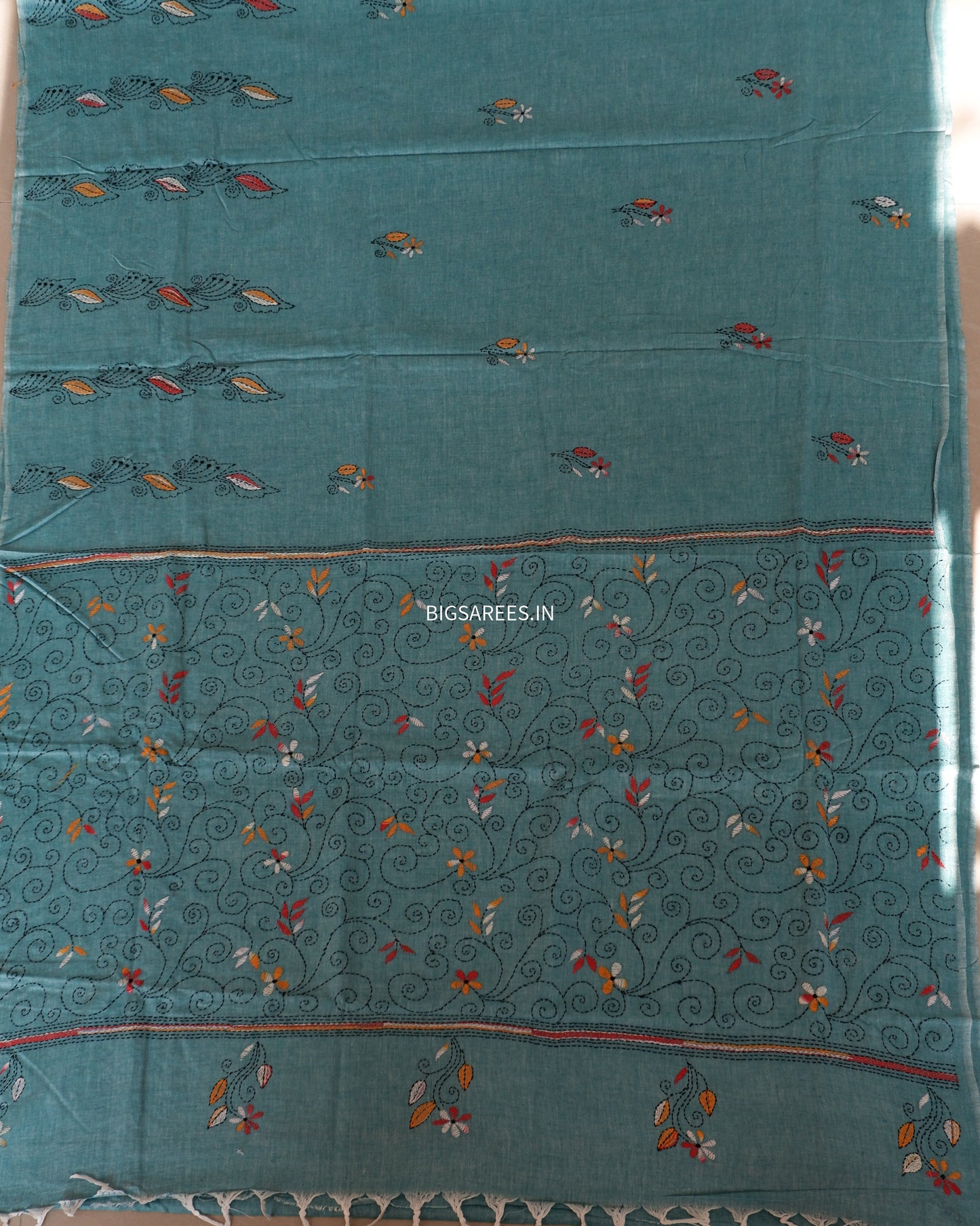 Kantha Hand Embroidered Pure Cotton Saree