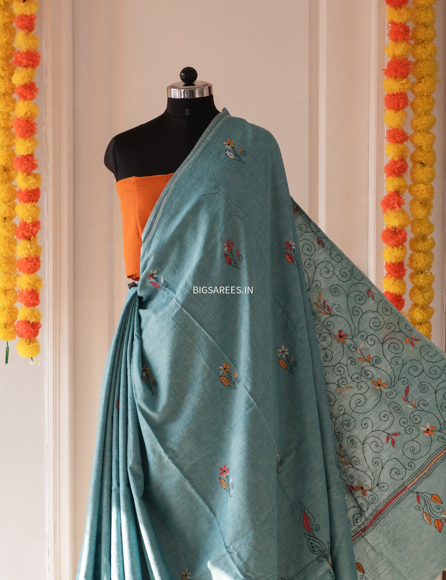 Kantha Hand Embroidered Pure Cotton Saree
