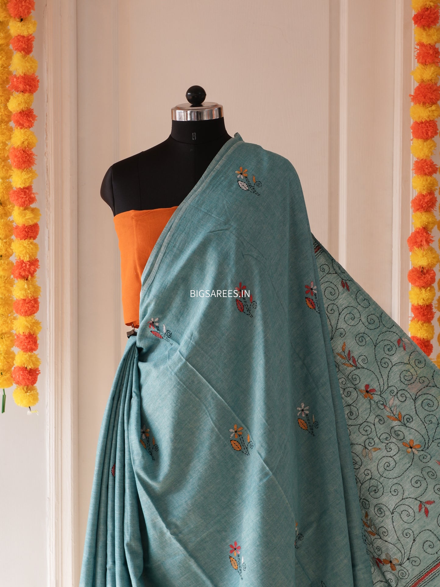 Kantha Hand Embroidered Pure Cotton Saree