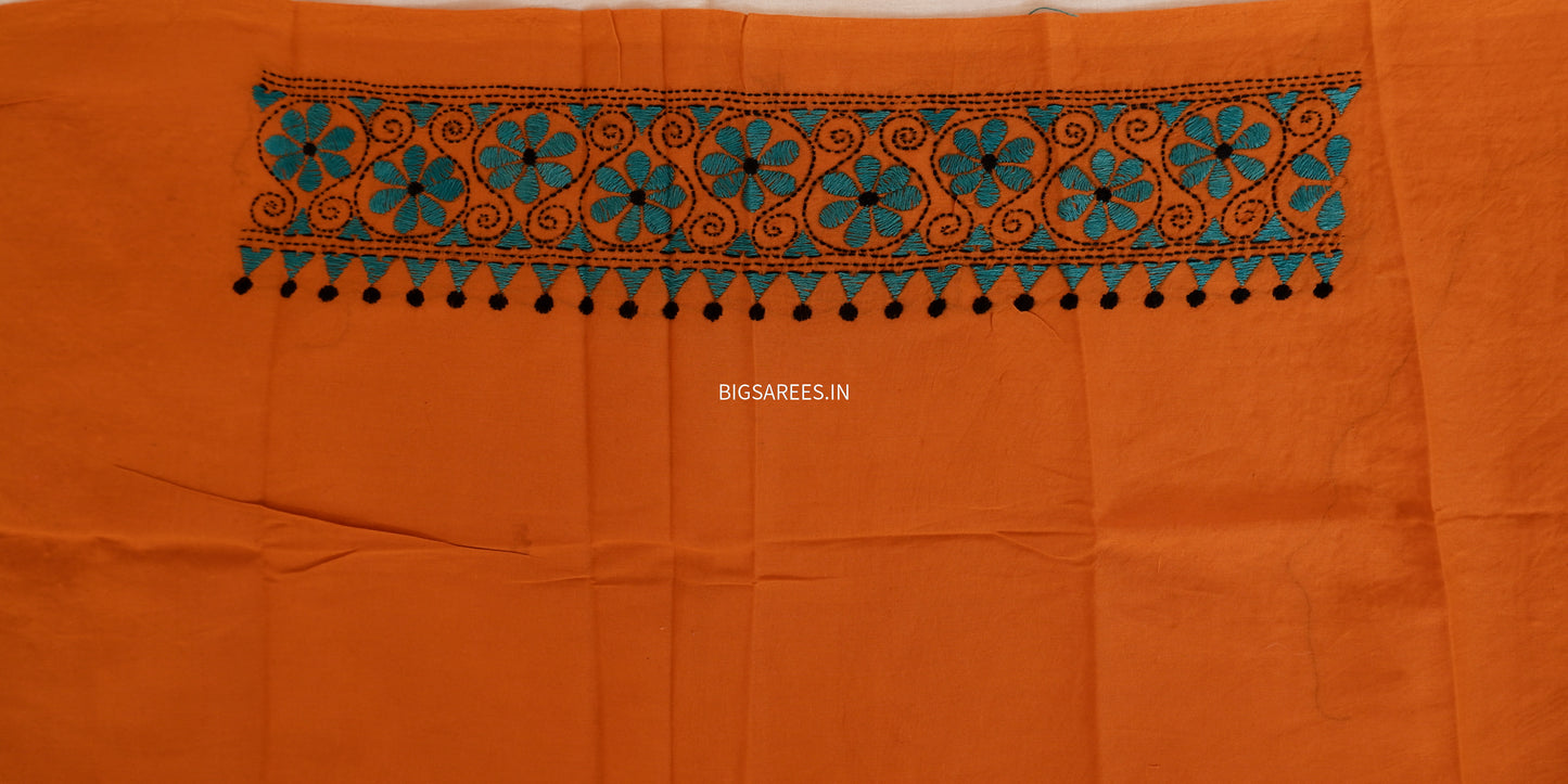 Kantha Hand Embroidered Pure Cotton Saree