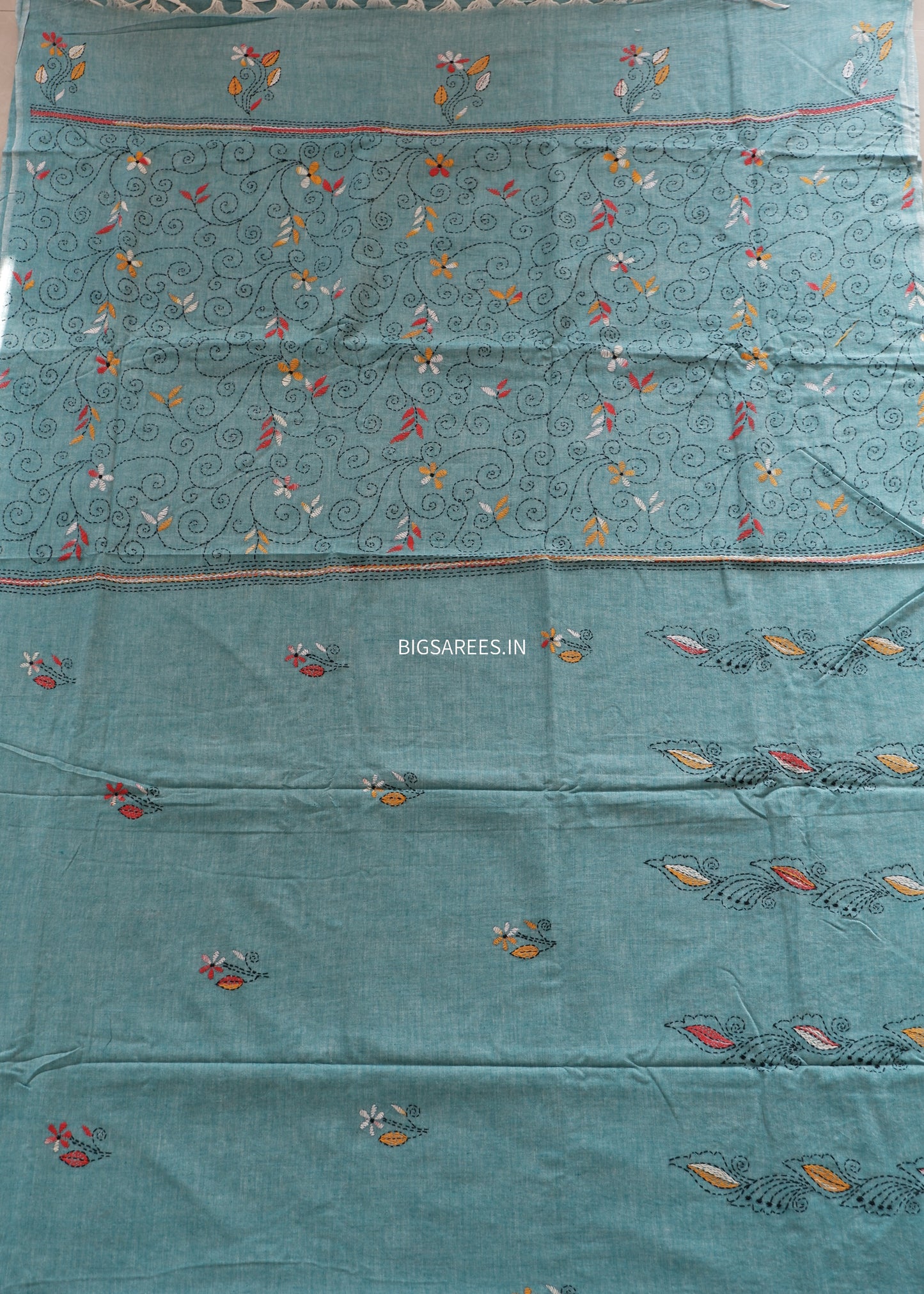 Kantha Hand Embroidered Pure Cotton Saree